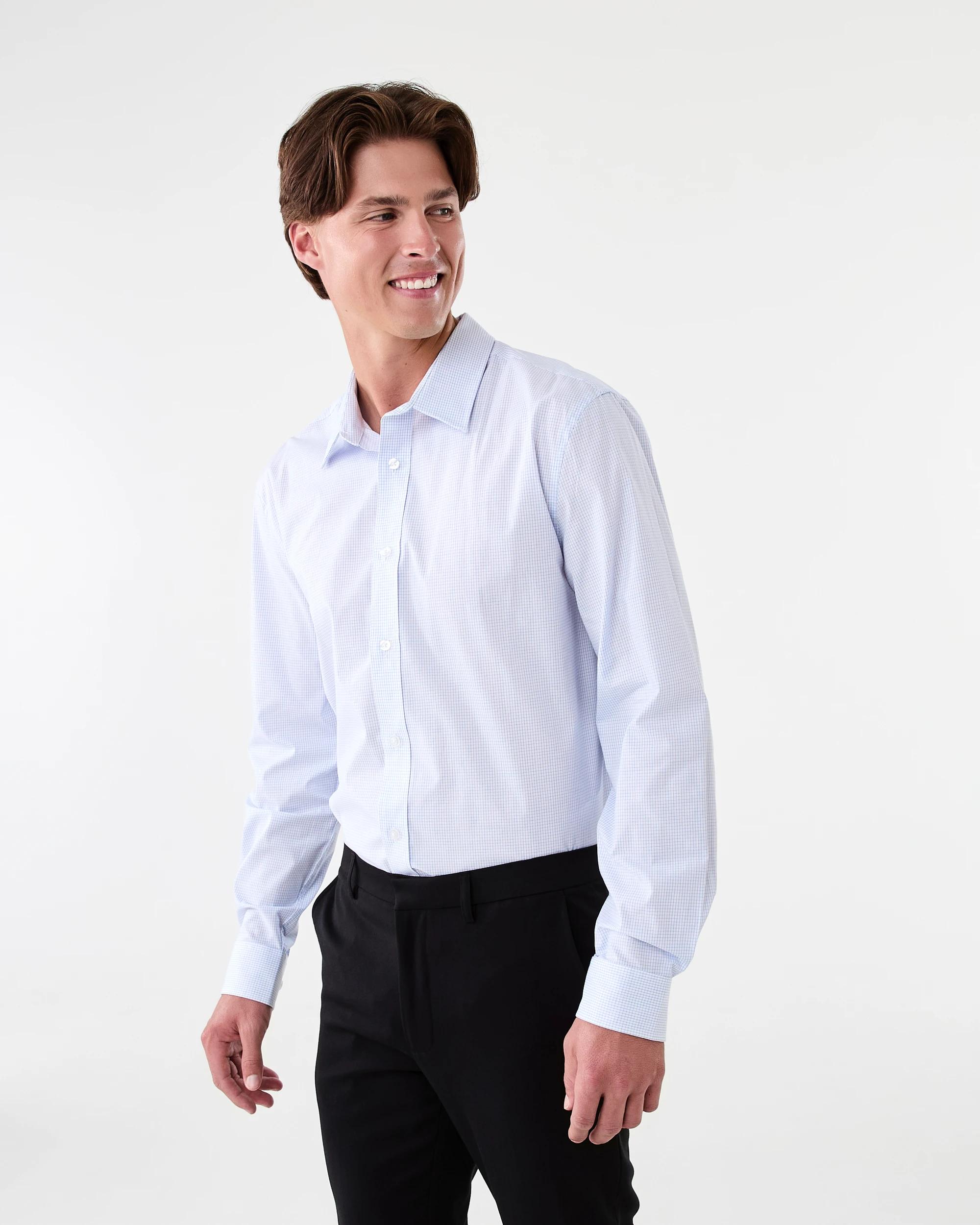 2 Workwear Long Sleeve Business Shirt Wht Check, 2 of 7