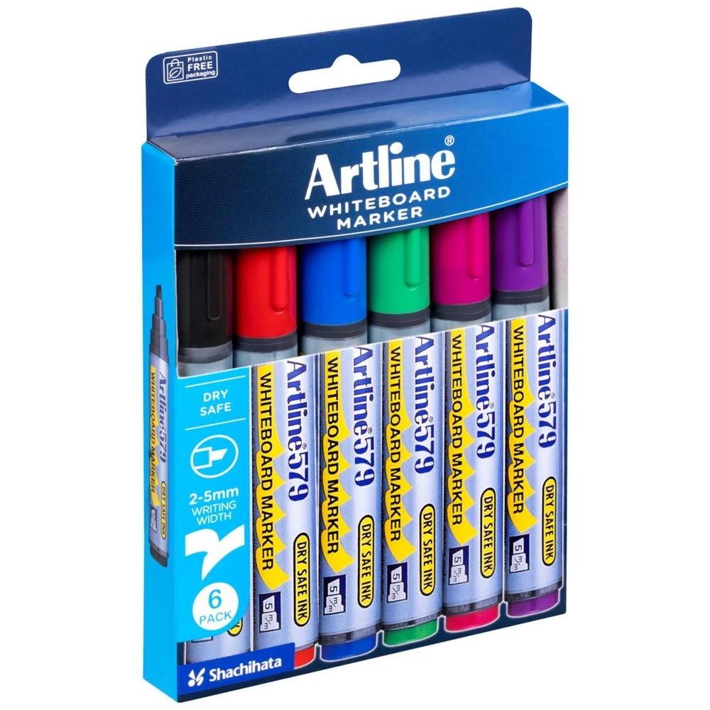 3 Artline 579 Whiteboard Markers Chisel Assorted 6 Pack, 3 of 4