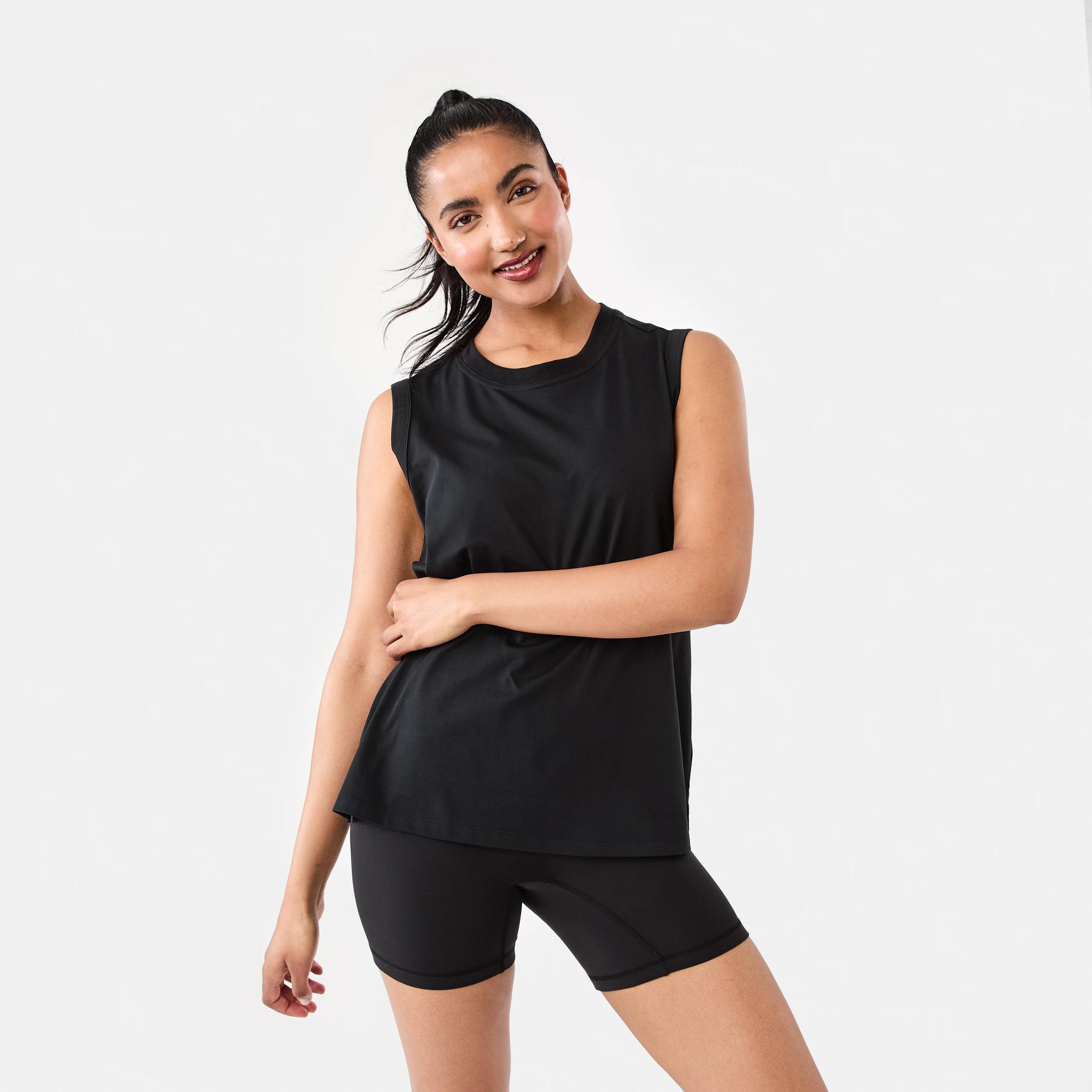 7 Active Womens Ribbed Waist Bike Shorts BLACK, 7 of 7