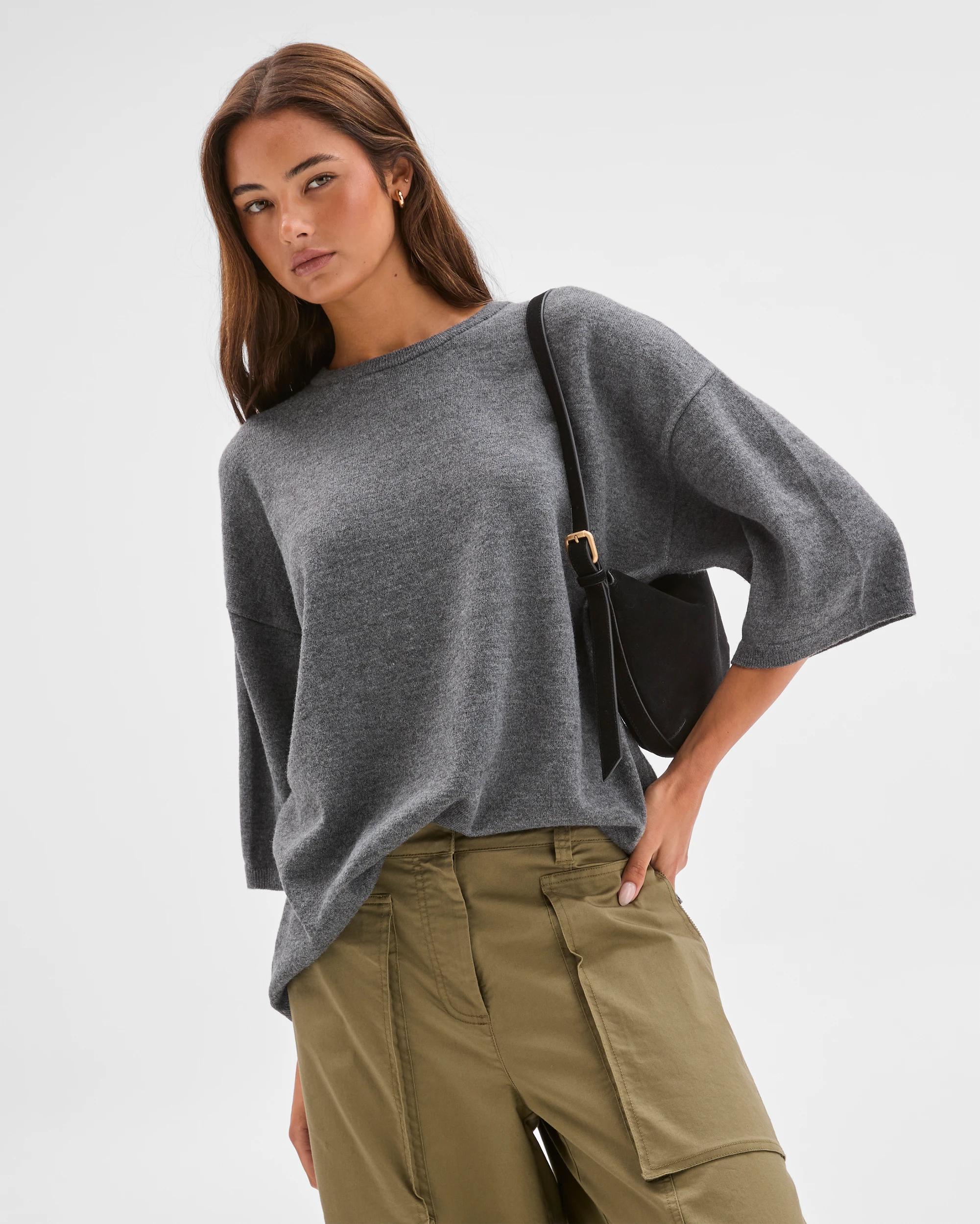 3 Lily Loves Knit T-Shirt GRAPHITE MARLE, 3 of 6