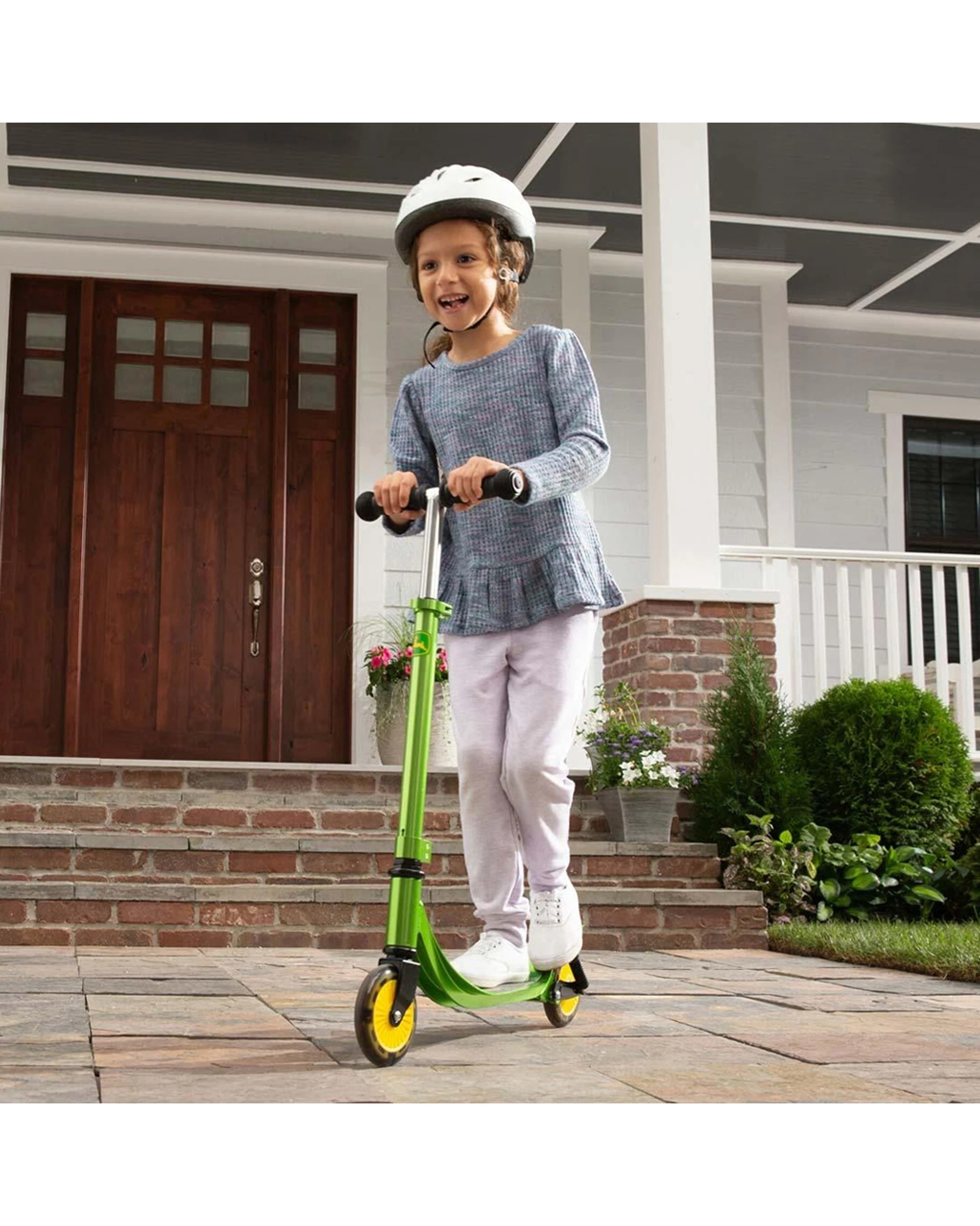 4 John Deere Adjustable Kick Scooter Trottinette w/ Light Up Wheels - Multi, 4 of 7