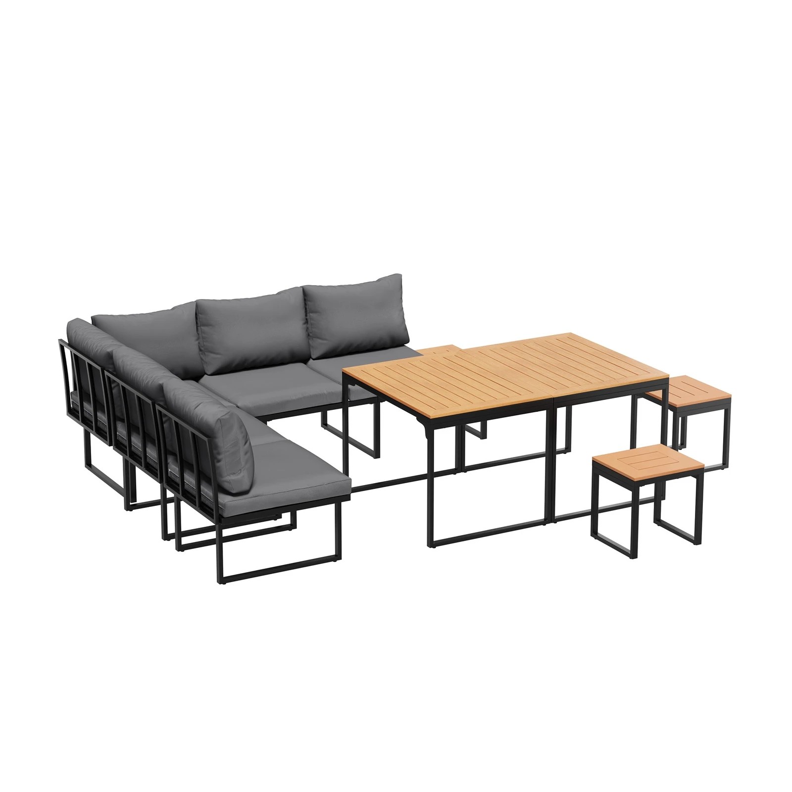 8 Livsip 7 Seater Outdoor Dining Set Sofa Lounge Setting Patio Table Stool - Multi, 8 of 8