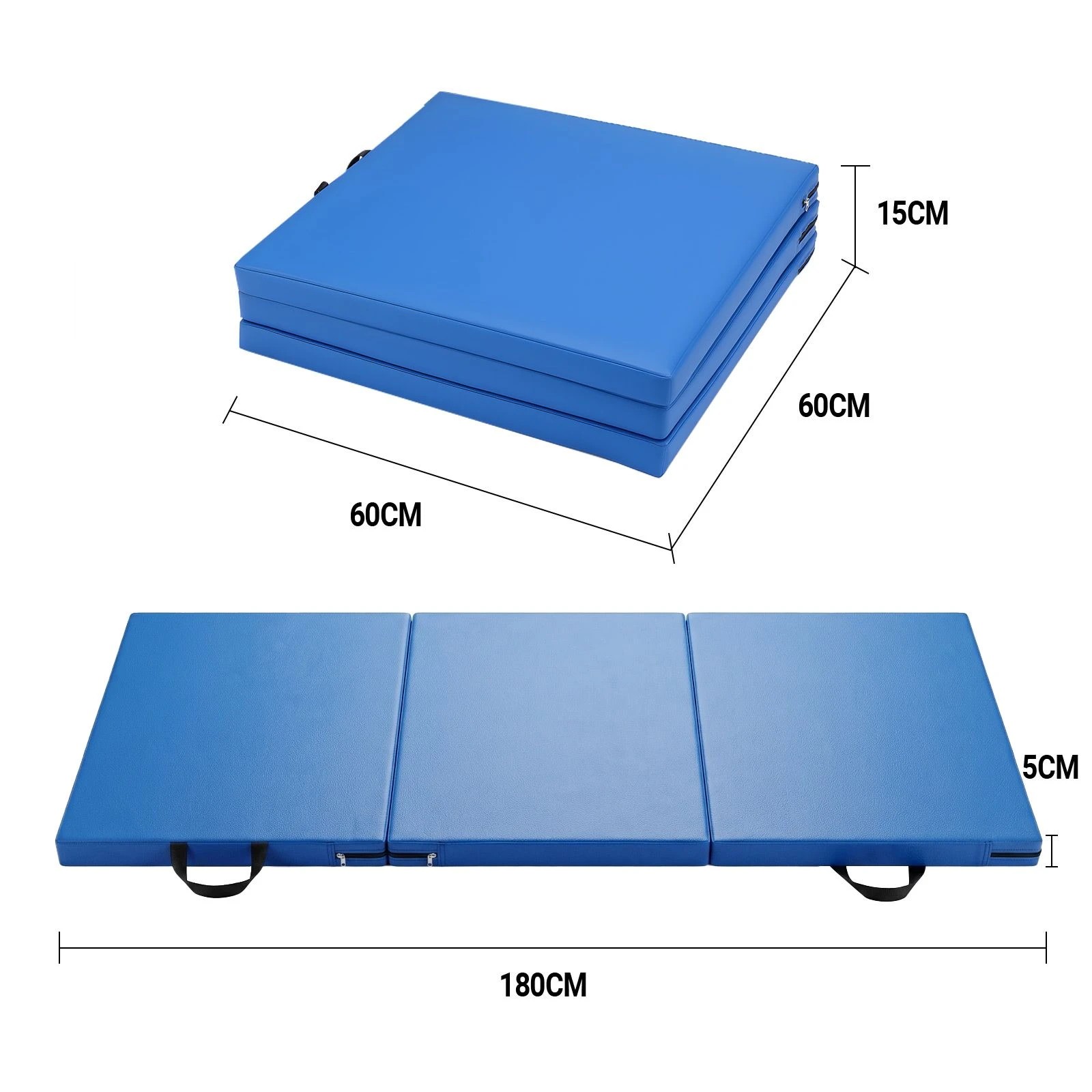 2 Ausway Portable Folding Exercise Mat, Aerobic Training Fitness Workout Pad with Carry Handles, 180x60x5cm, 2 of 6