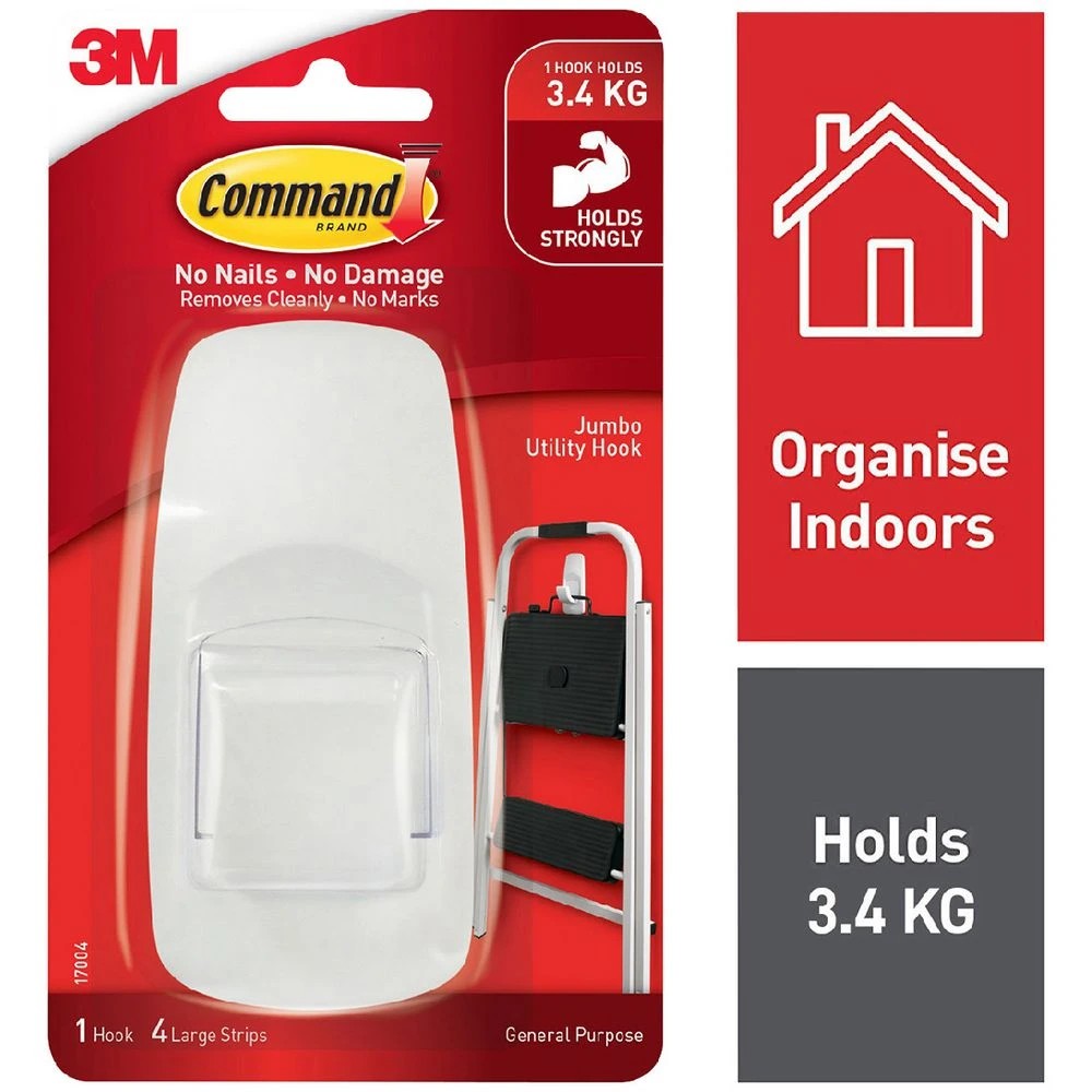 1 3M Command Jumbo Hook with Mounting Strips, 1 of 5