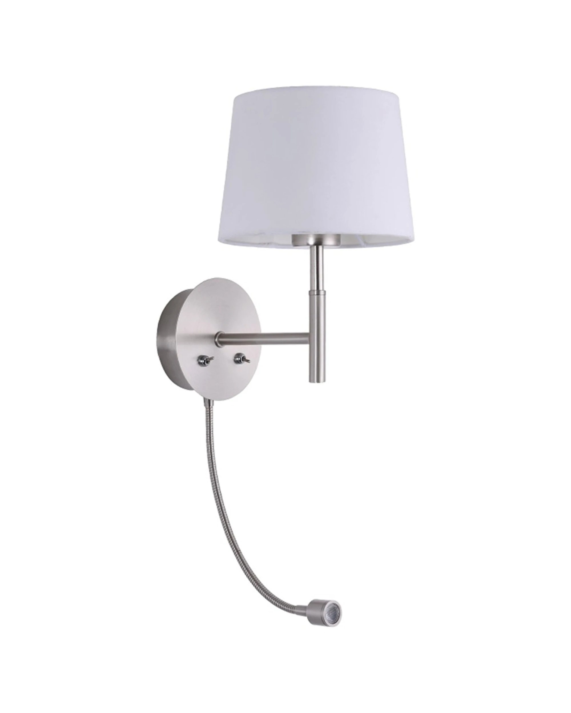 Lexi Lighting Riley Wall Light Satin Chrome Fabric Shade E27 LED ...