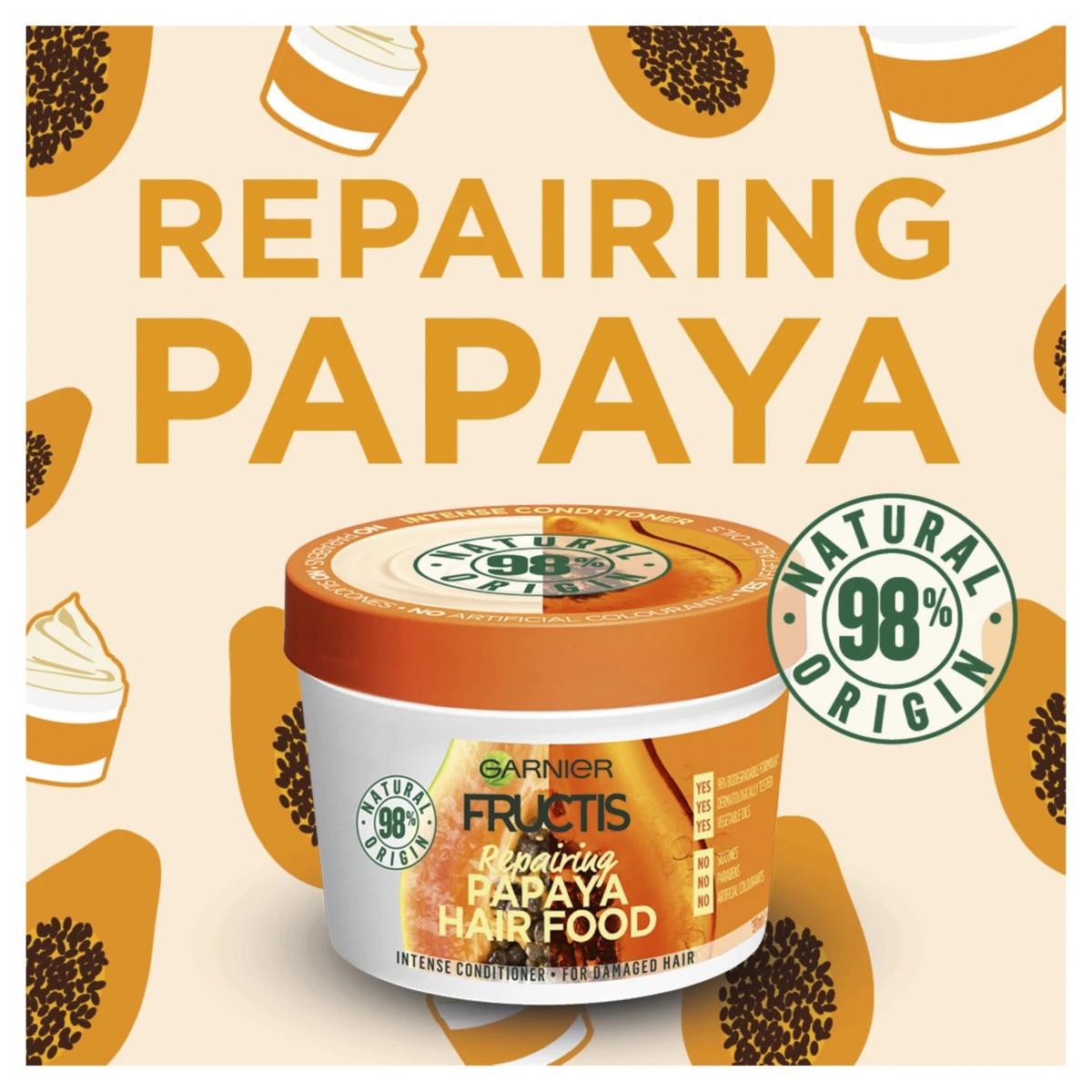 2 Garnier Fructis Repairing Papaya Hair Food 390ml, 2 of 5