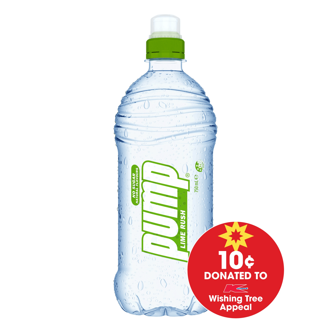 1 Pump Water Bottle 750ml - Lime Rush, 1 of 3