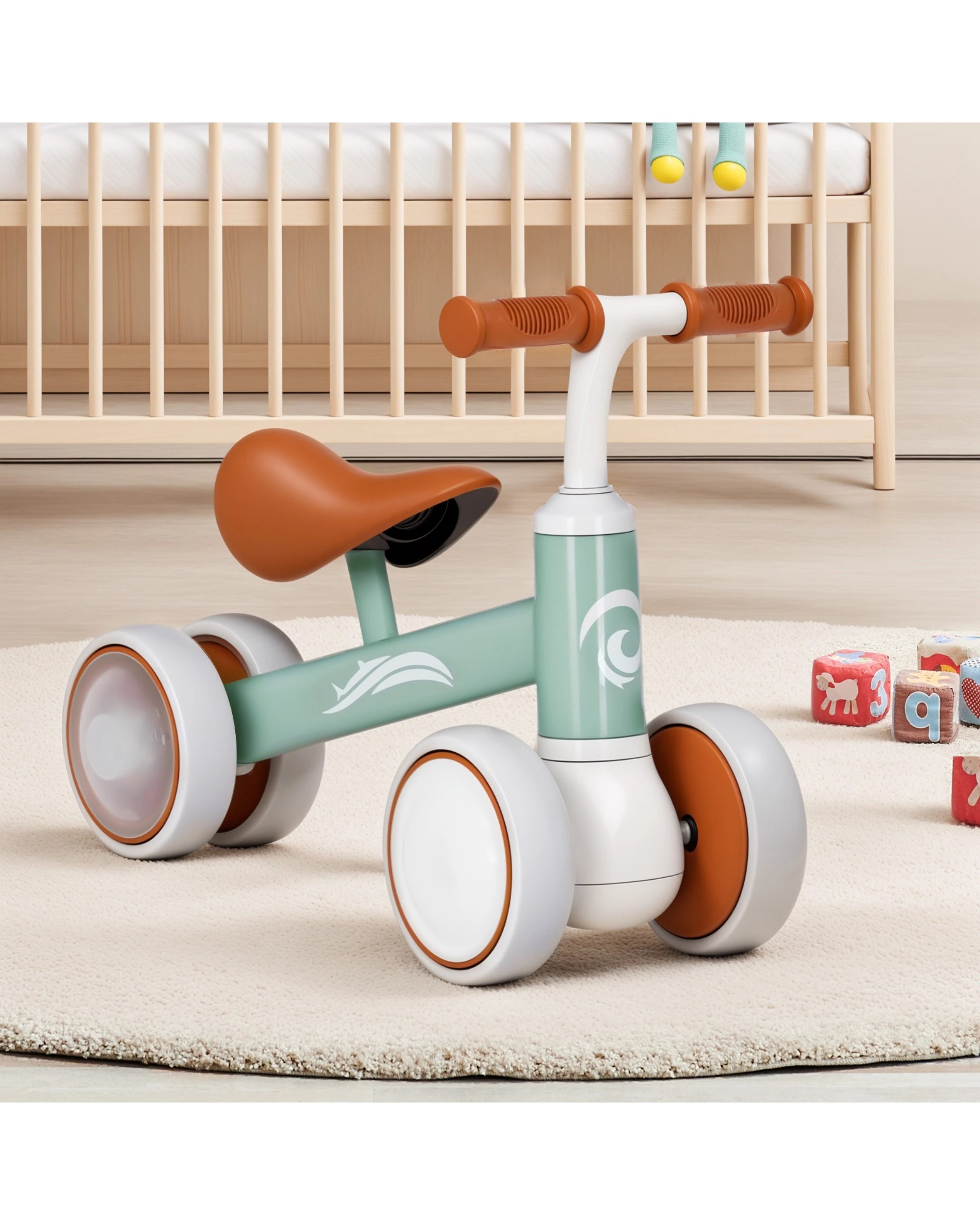 3 Advwin Baby Balance Bike w/Colorful Lighting Wheels Toddler No Pedal Push Bicycle Ride on Toy for 12-36 Month Green, 3 of 10