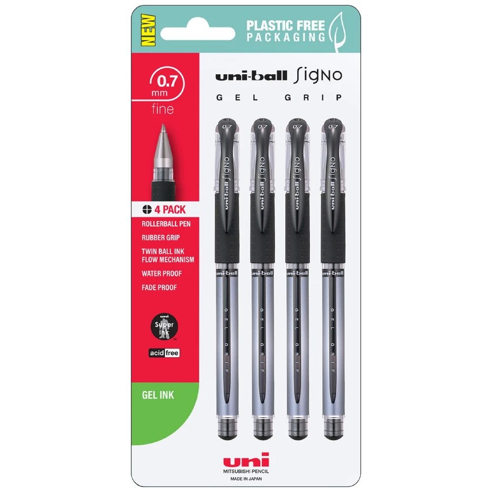 1 Uni-Ball Signo Gel Grip Gel Pen Black 4 Pack, 1 of 3