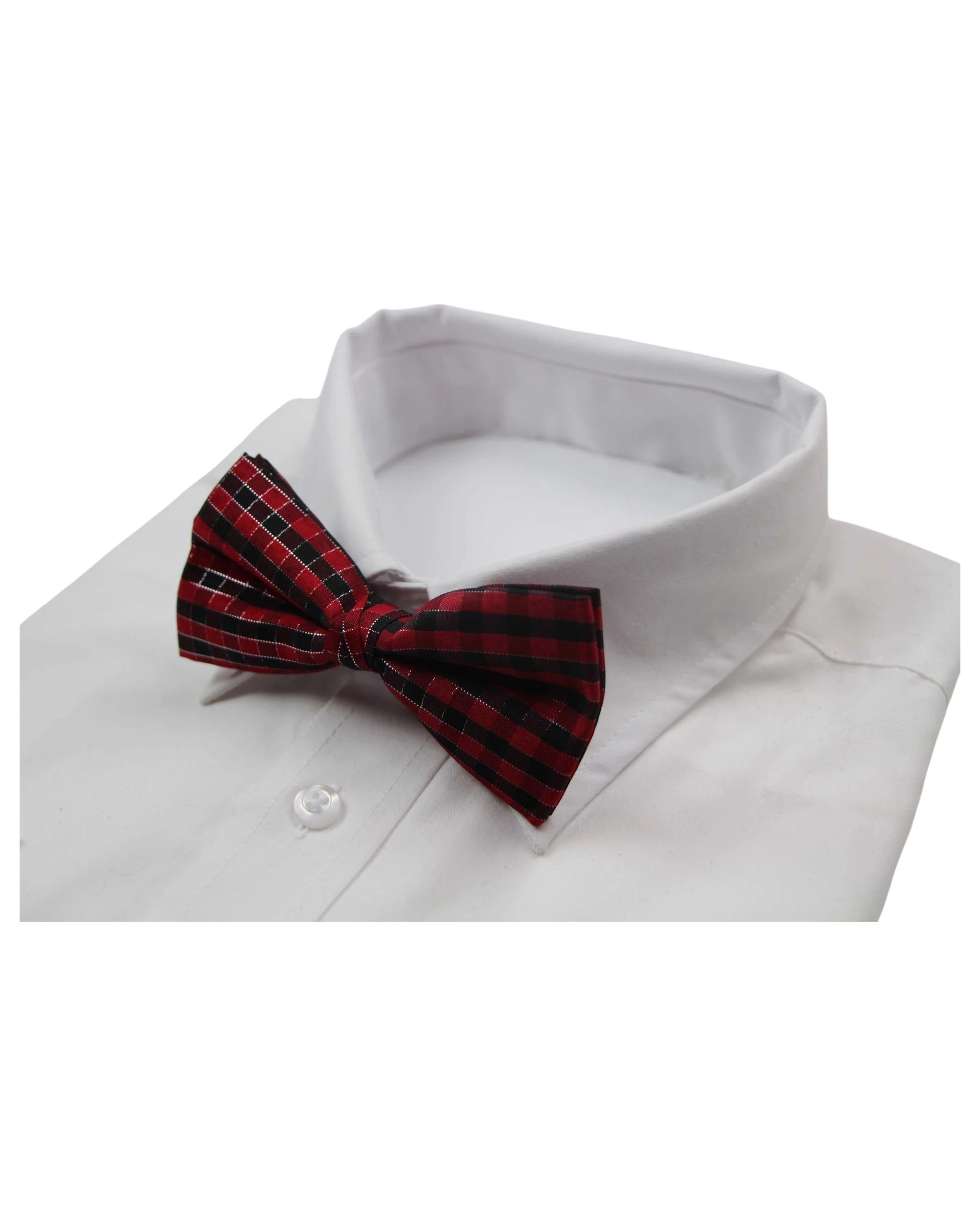 1 Zasel Mens Black & Red Plaid Patterned Tinsel Bow Tie - Multi, 1 of 5