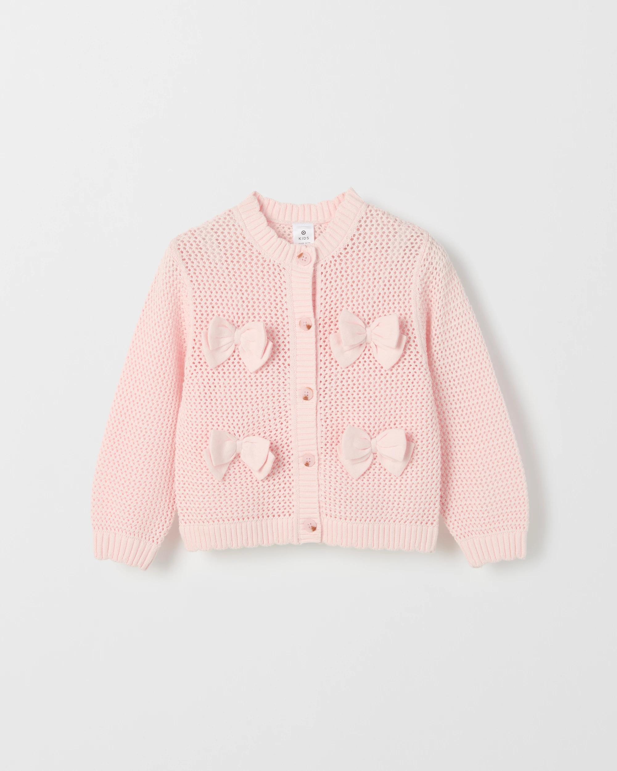 1 Target Kids Australian Cotton Lightweight Knit Cardigan PINK, 1 of 4