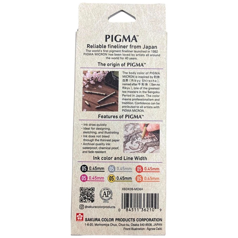4 Sakura Pigma Micron Fineliners 0.45mm Warm Colours 6 Pack, 4 of 4