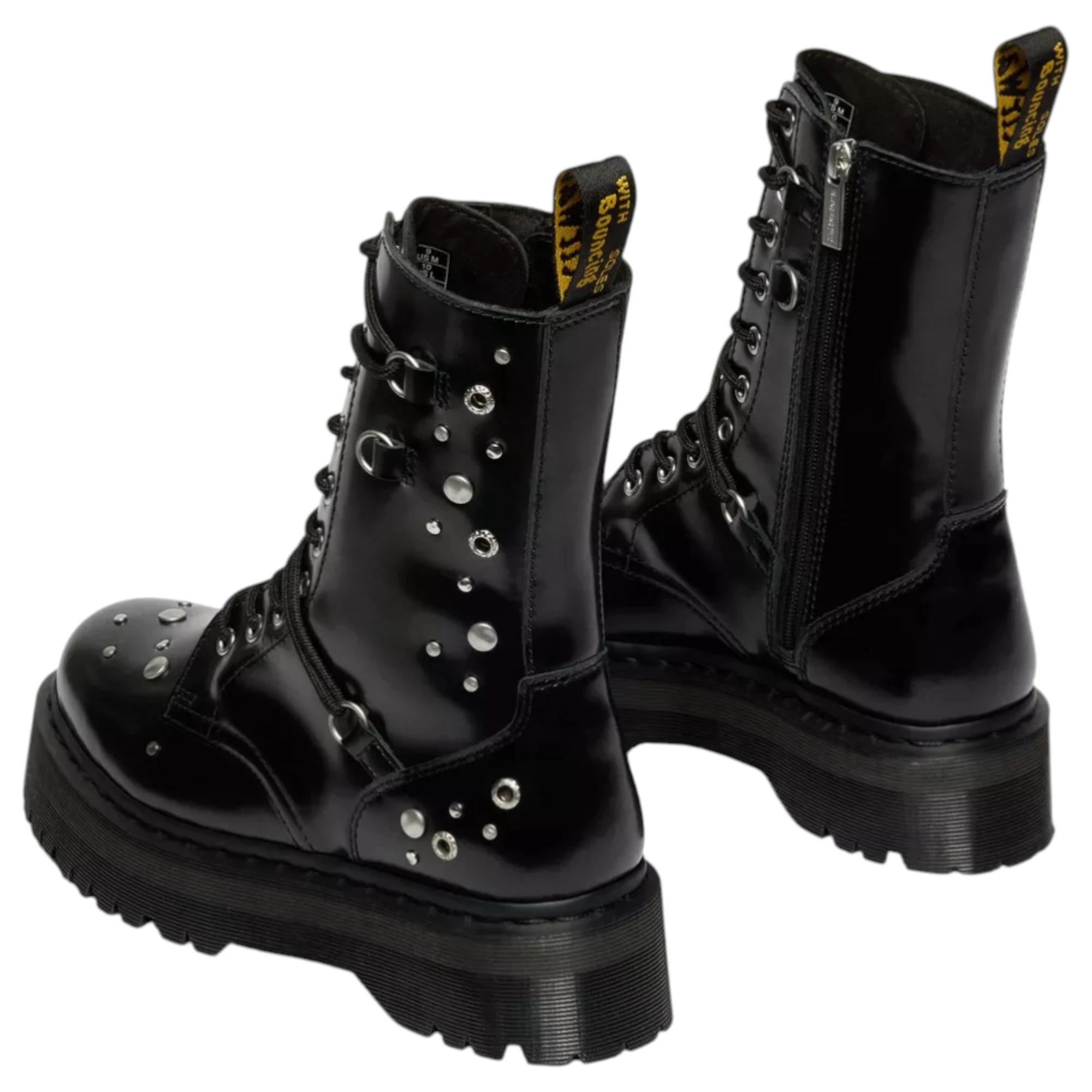 4 Dr. Martens Womens Jadon Hi Studded Boots Lace Up Shoes BLACK, 4 of 8
