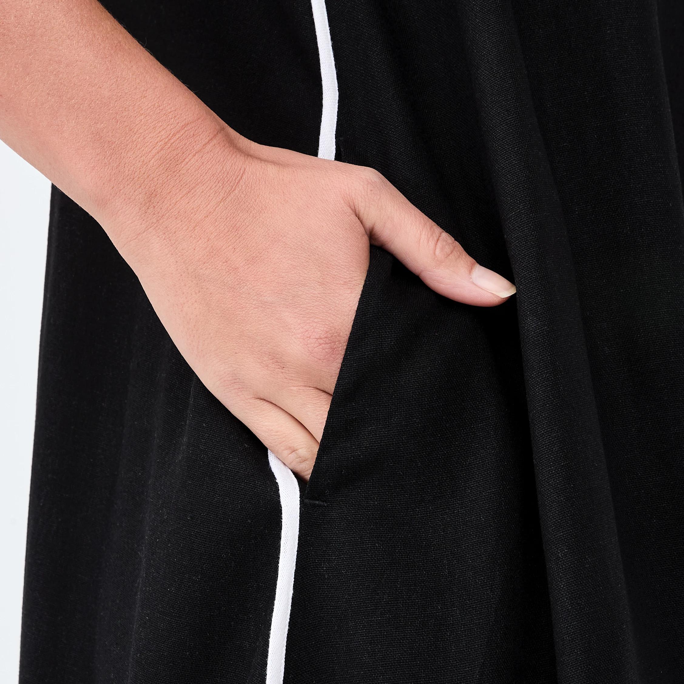 6 Sleeveless Trim Detail Maxi Dress Black, 6 of 7