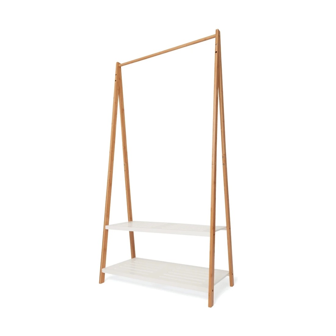2 Bamboo Garment Rack with White Shelves, 2 of 4