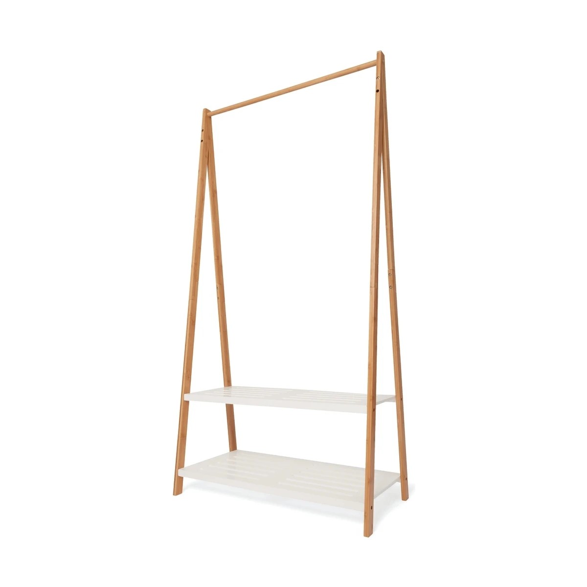 2 Bamboo Garment Rack with White Shelves, 2 of 4