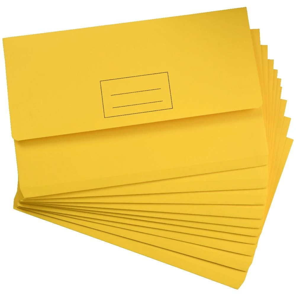 3 J.Burrows Foolscap Document Wallet Yellow 10 Pack, 3 of 4
