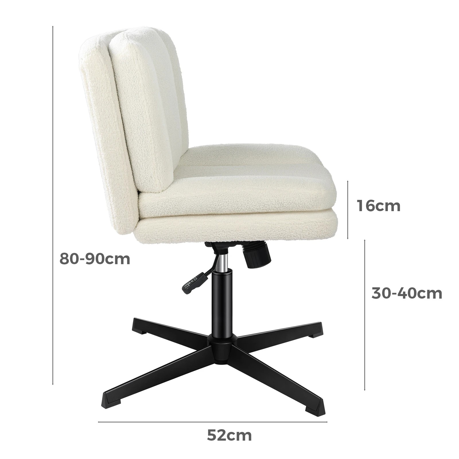 7 Alfordson Armless Office Desk Chair Mid Back Wide Seat Boucle - White, 7 of 7