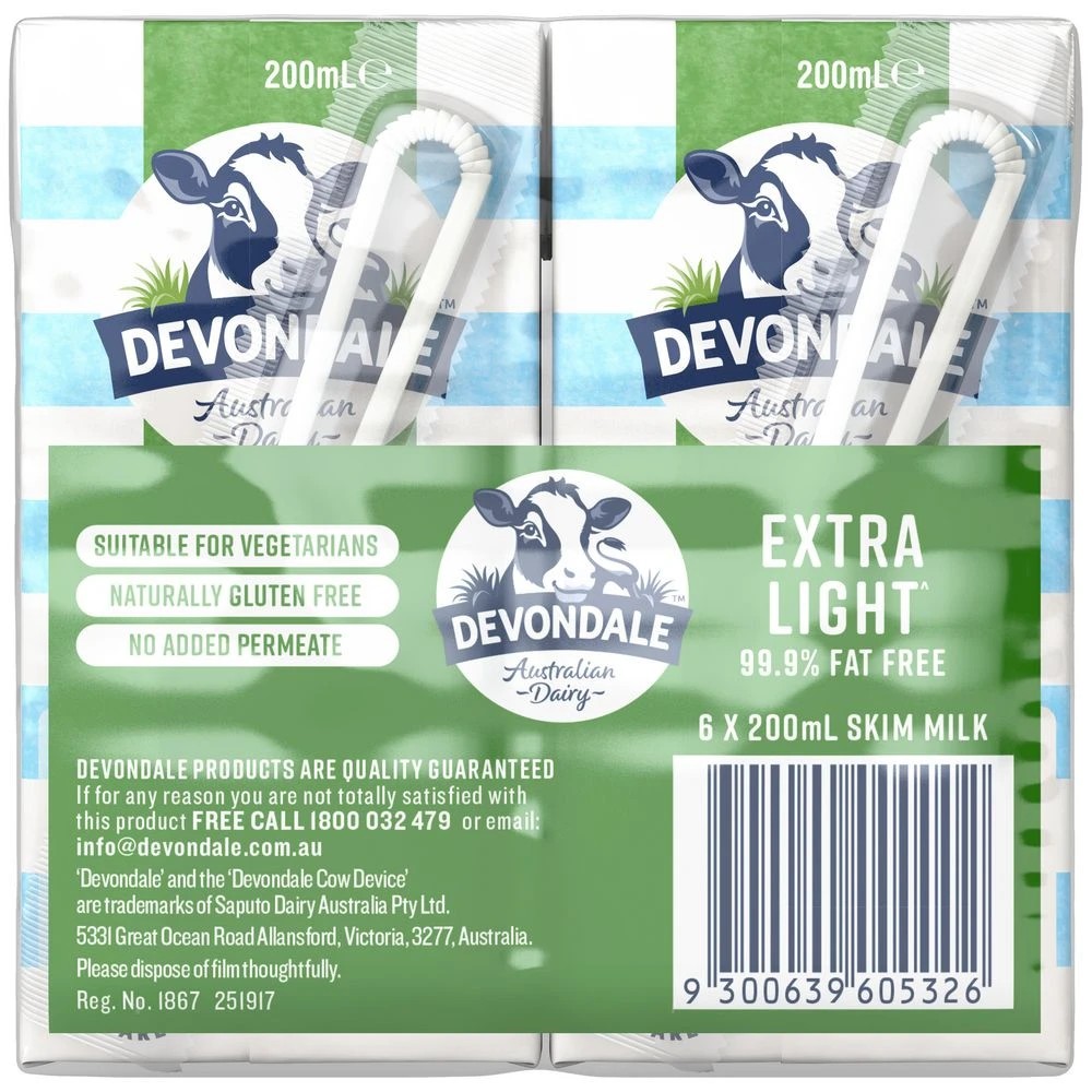 2 Devondale Skim UHT Milk 200mL 6 Pack, 2 of 2