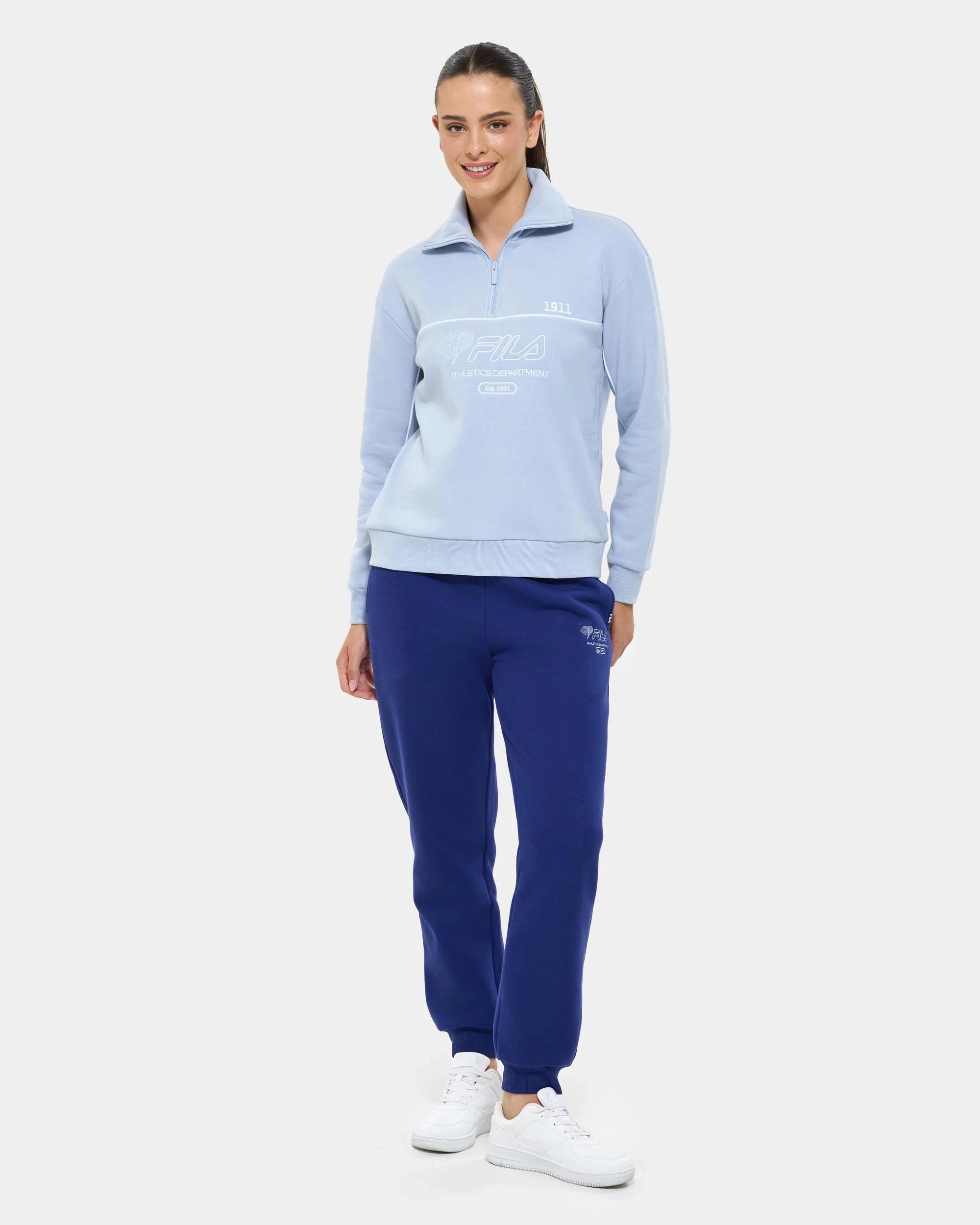 2 Fila Laila Quarter Zip Fleece Core Jumper ZEN BLUE, 2 of 6