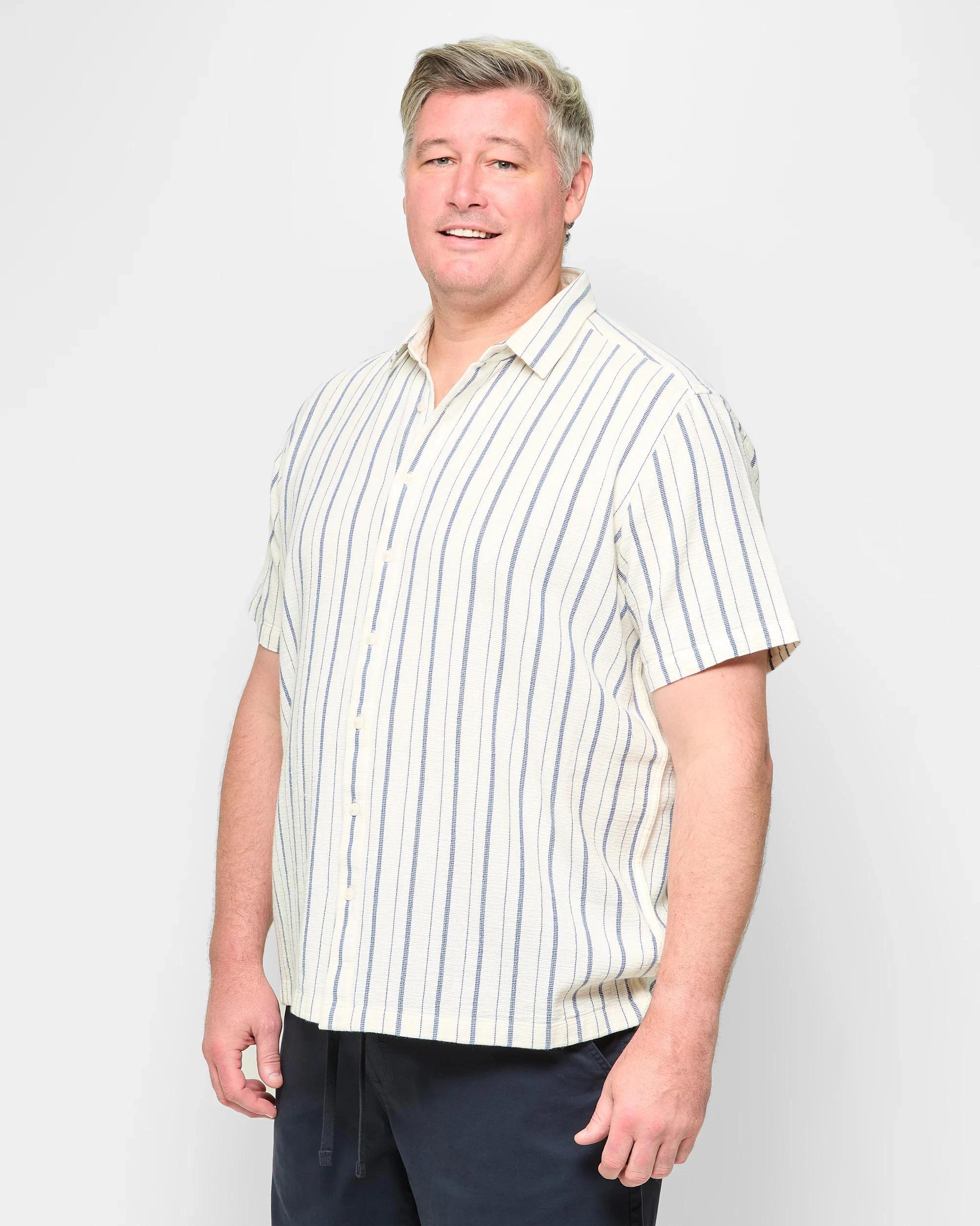 3 Target Plus Size Australian Cotton Textured Stripe Shirt LIGHT STONE, 3 of 5