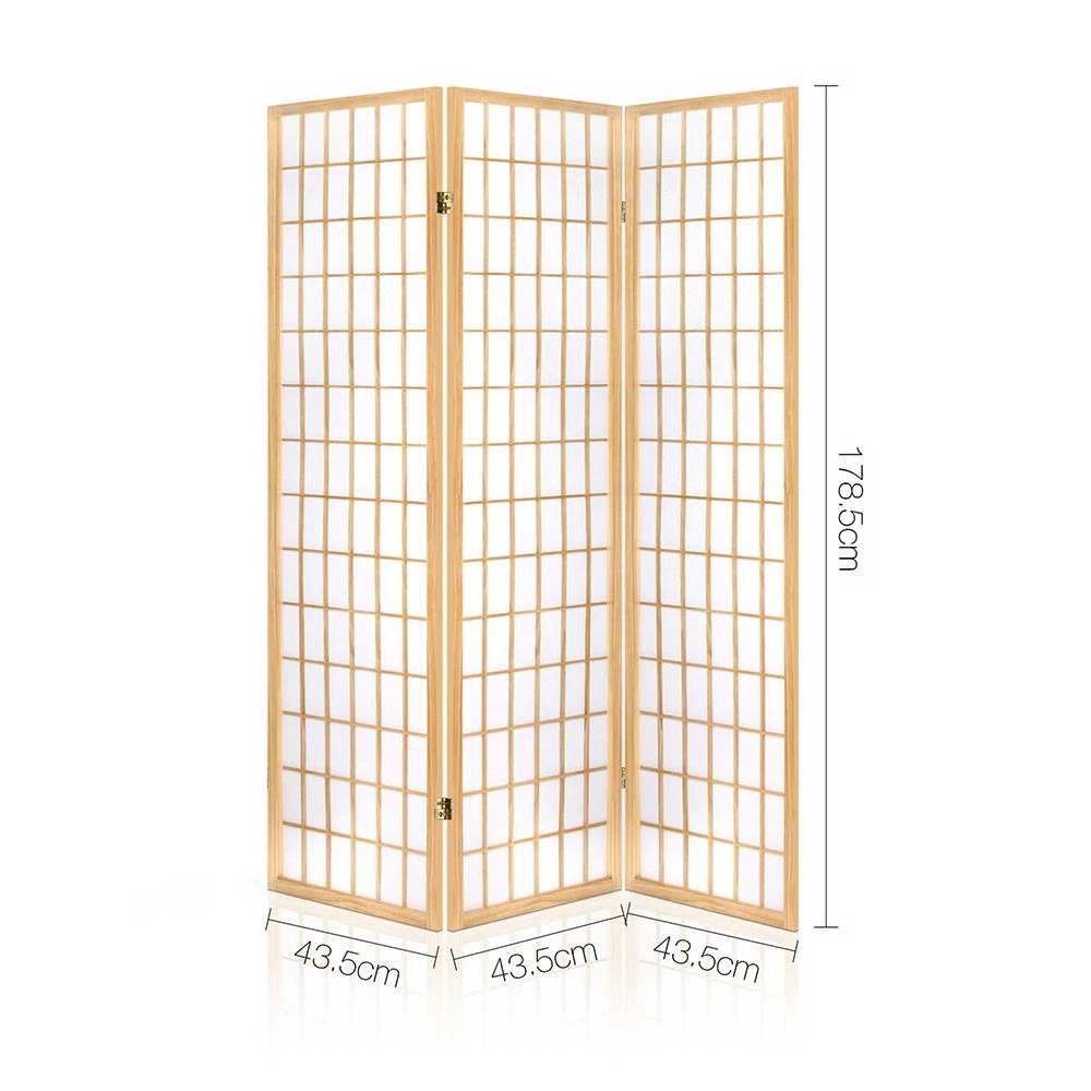 2 Artiss 3 Panel Room Divider Screen 131x179cm Natural - Natural, 2 of 8