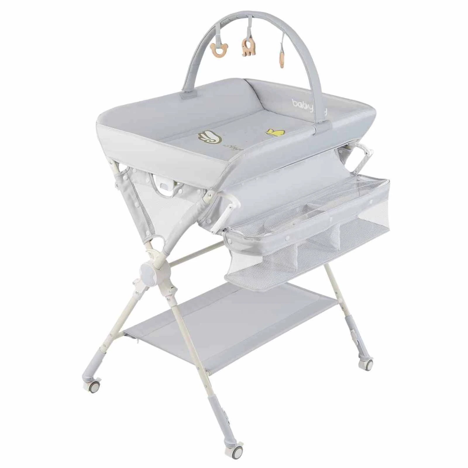 1 Costway Baby Adjustable Changing Table Foldable Diaper Changing Station - Grey, 1 of 1