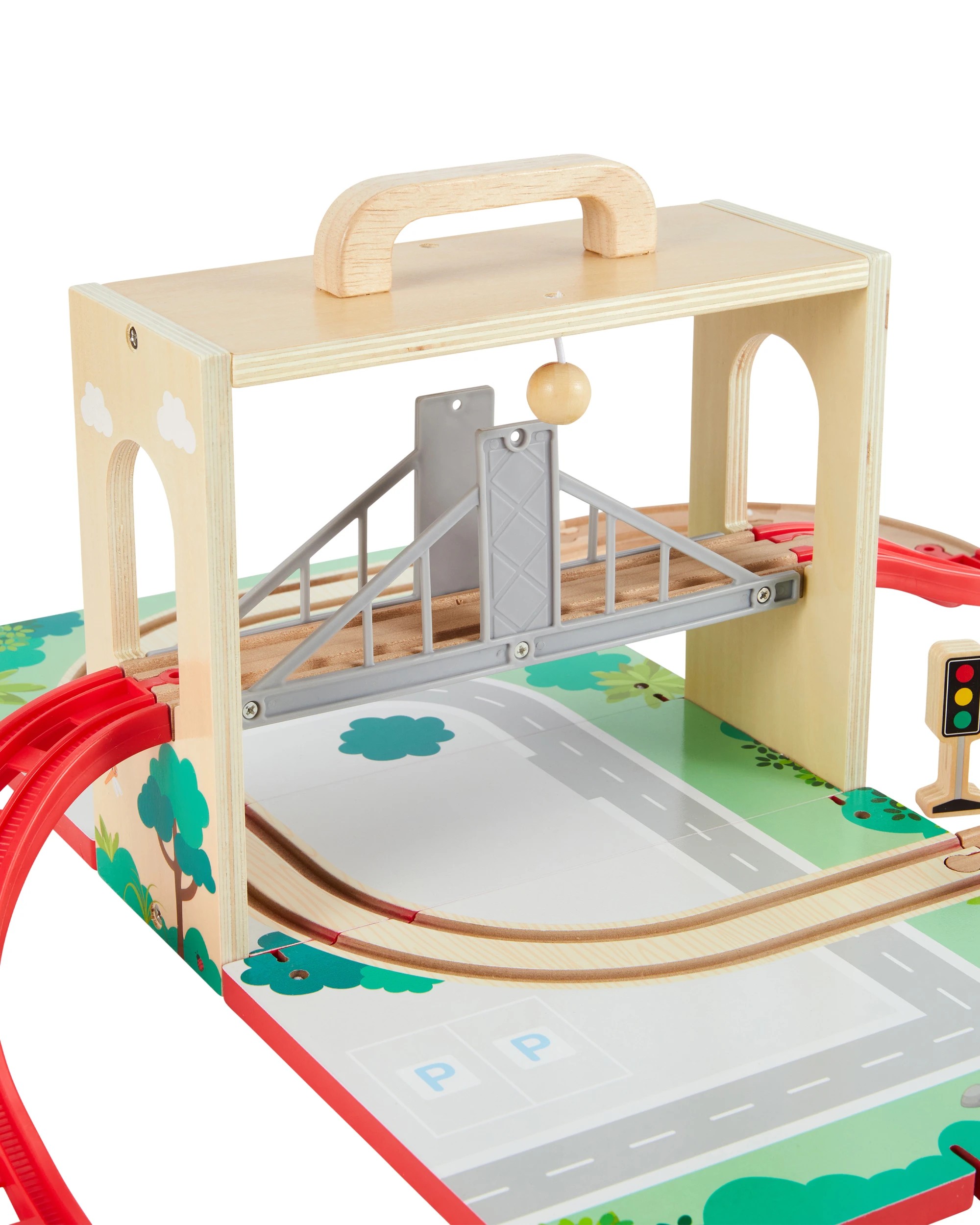 6 32 Piece Wooden Town Train Set with Case, 6 of 9