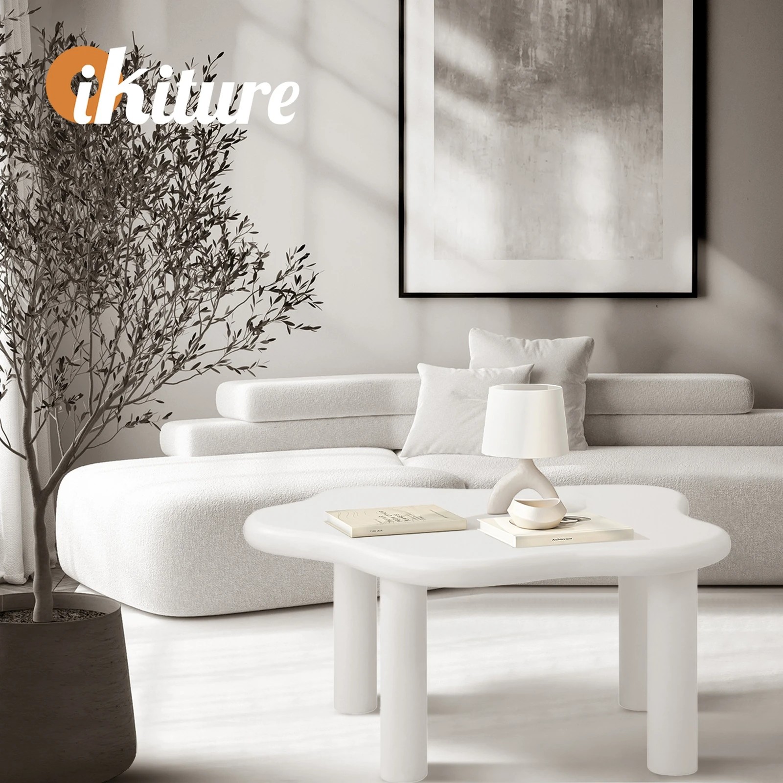 5 Oikiture Coffee Table Side Tables Sofa Cafe Desk Cloud Irregular
 - White, 5 of 10