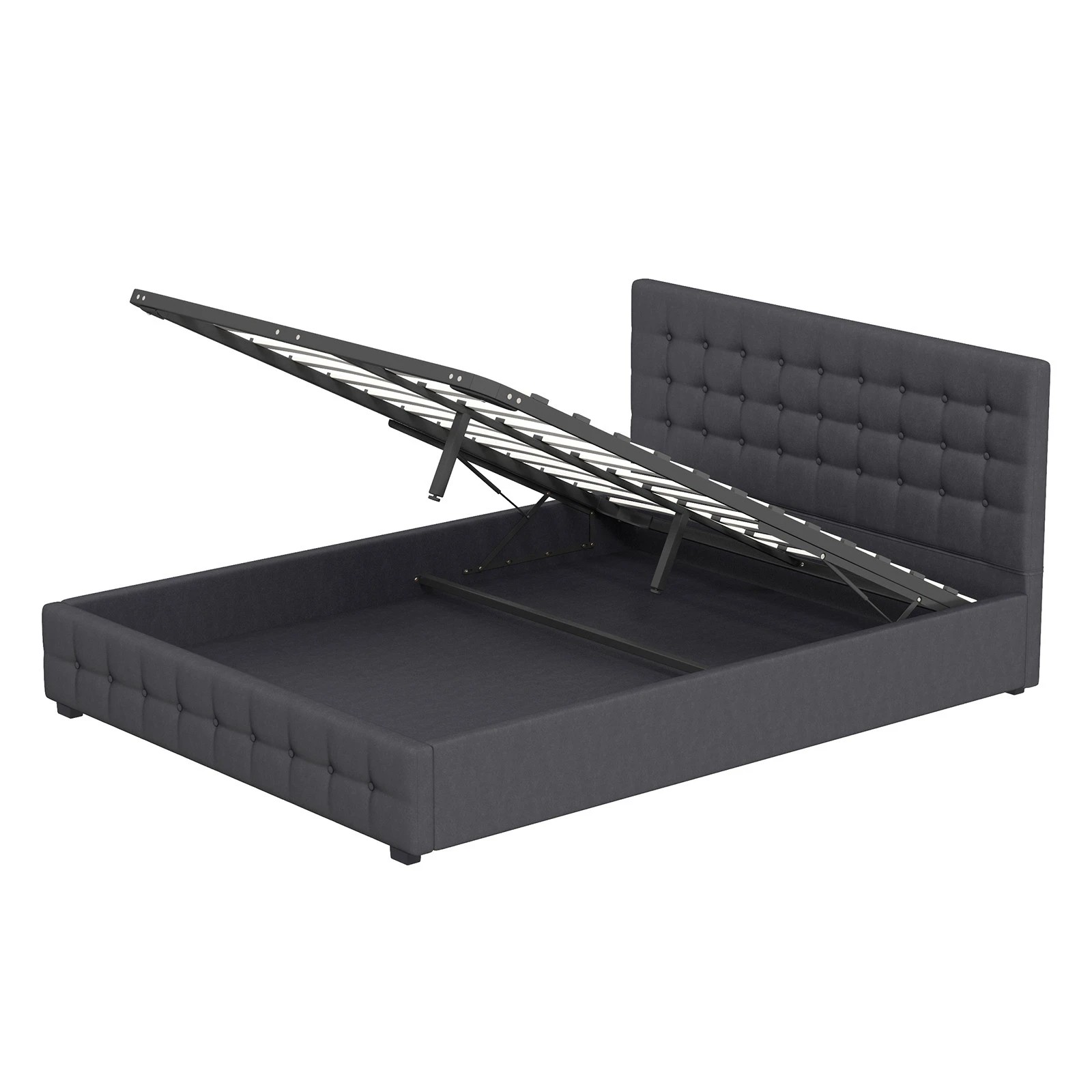 1 Milano Décor Eden Gas Lift Bed With Headboard Platform Storage Fabric King Single - Grey, 1 of 10