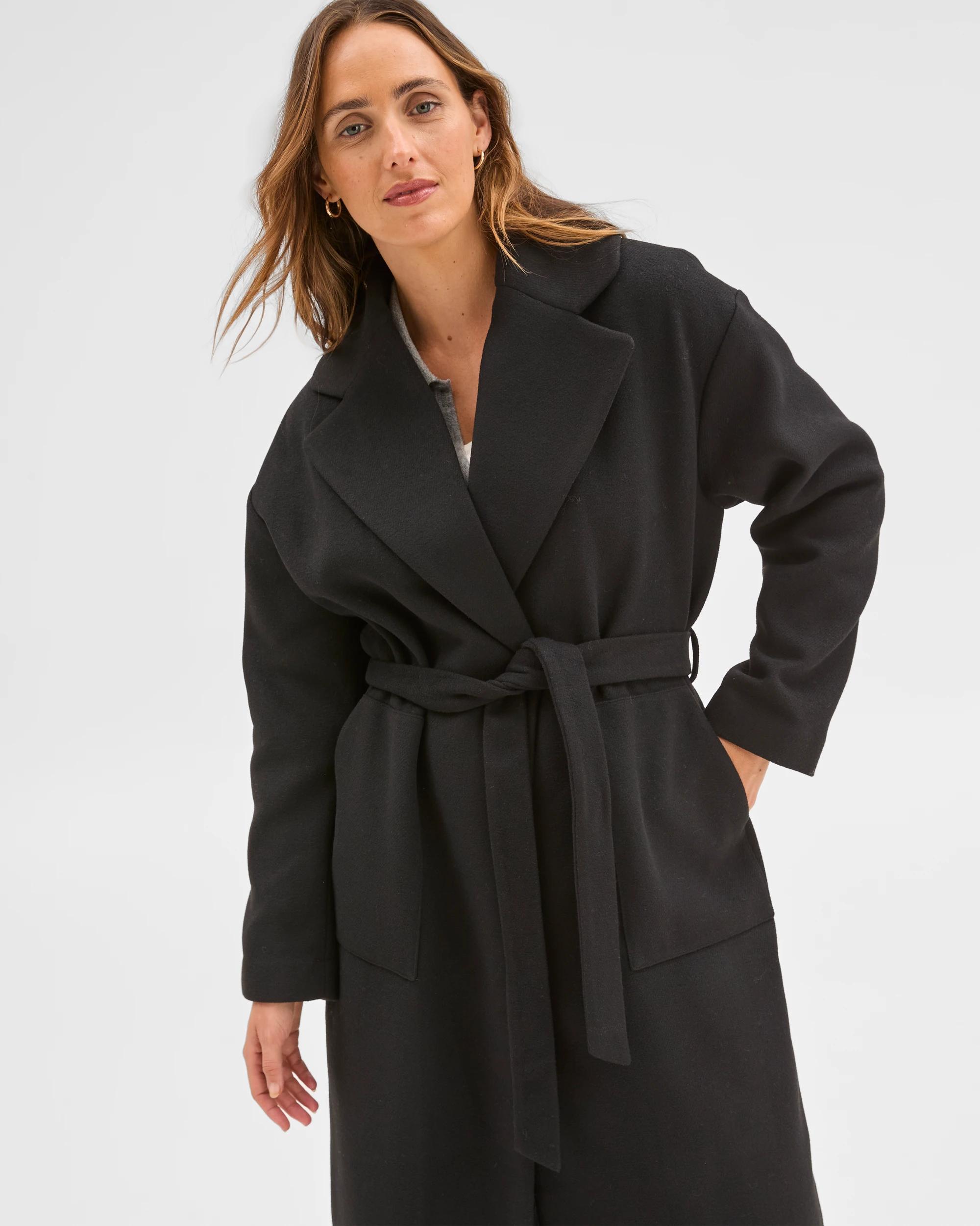 4 Target Woman Soft Wrap Coat BLACK, 4 of 7