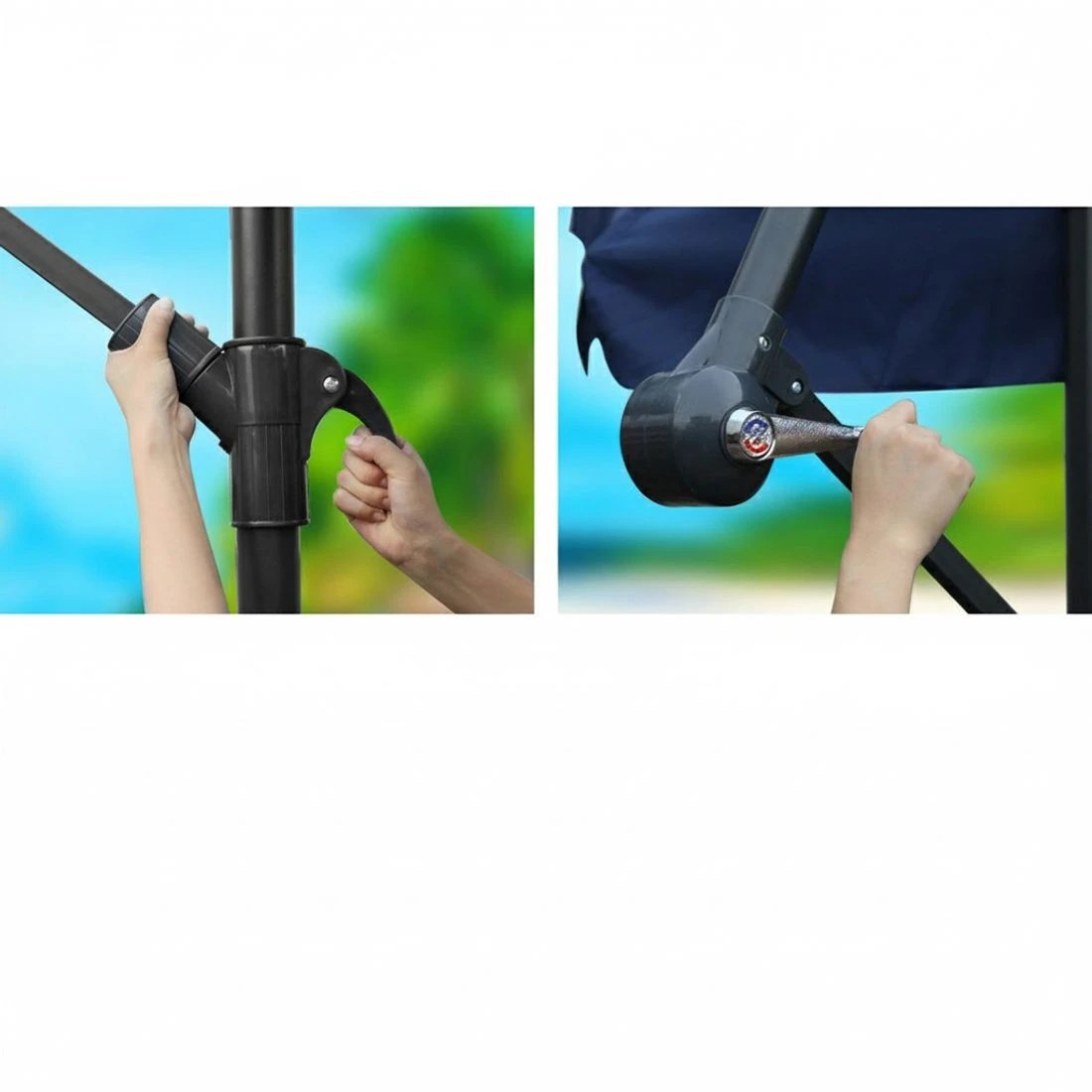 5 Instahut 3m Outdoor Umbrella w/Base Cantilever Garden Patio Beach - Blue, 5 of 6