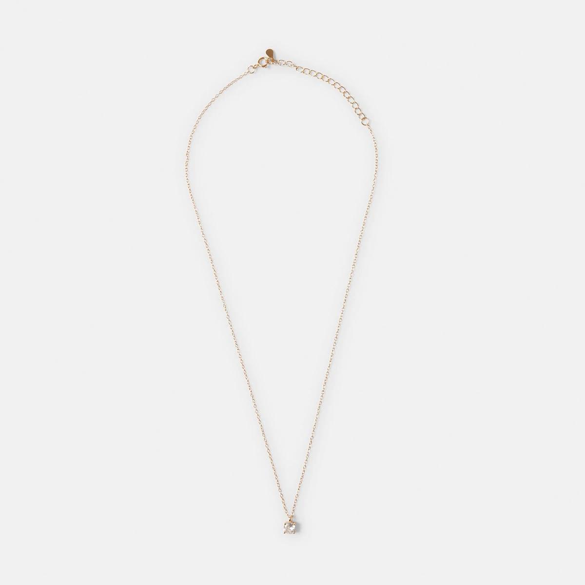 2 Cubic Zirconia Pendant Necklace - Silver Tone Gold, 2 of 4