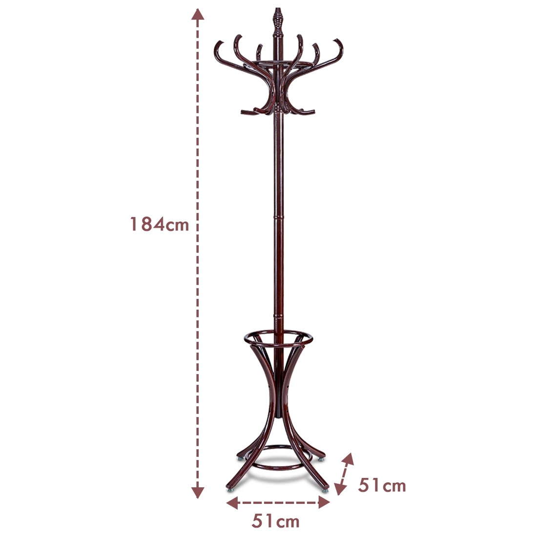 3 Costway 12 Hook Wood Coat & Hat Rack Clothes Stand Storage Tree Shelf, 3 of 10