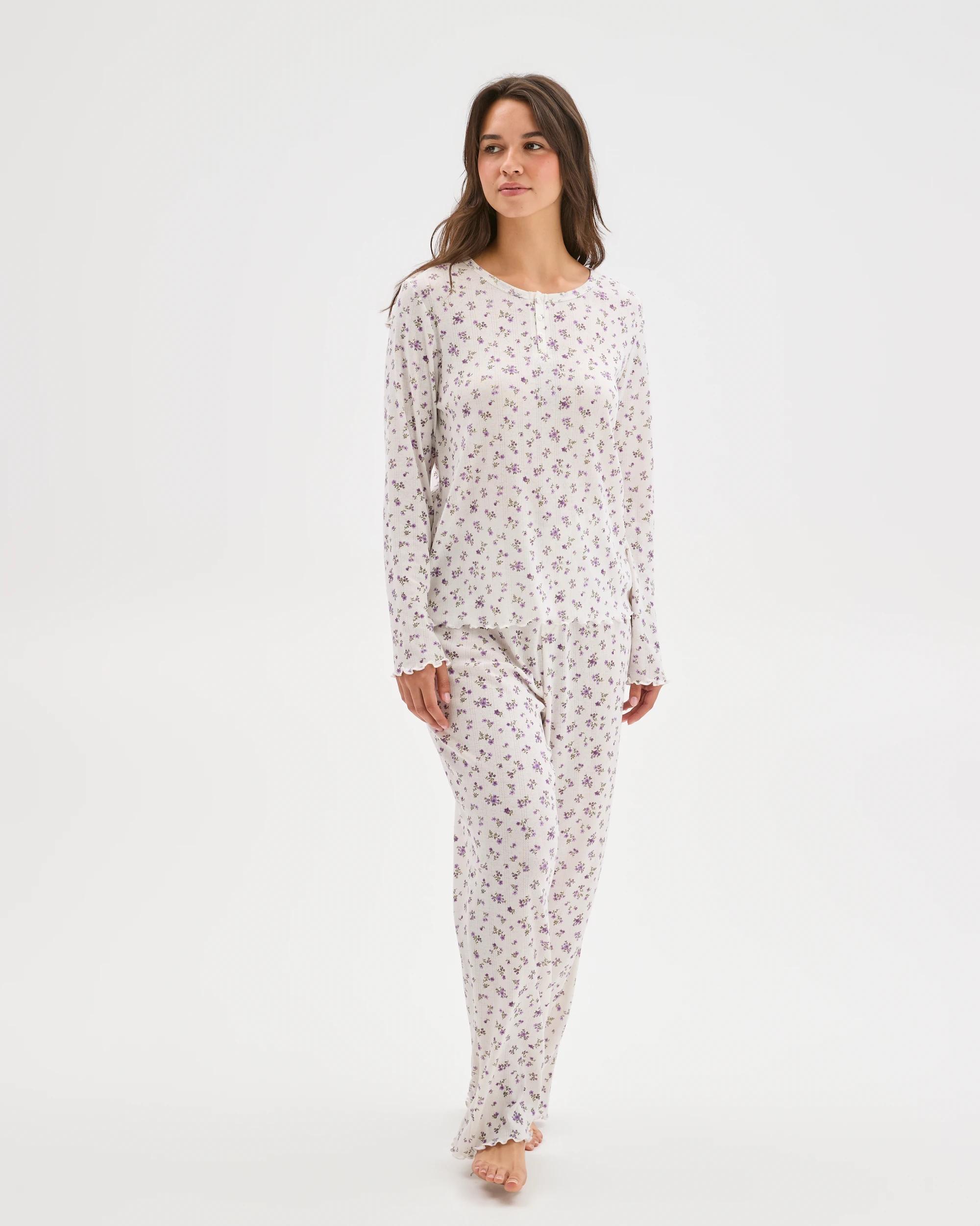 1 Target Woman Pointelle Henley Top DITSY FLORAL, 1 of 6