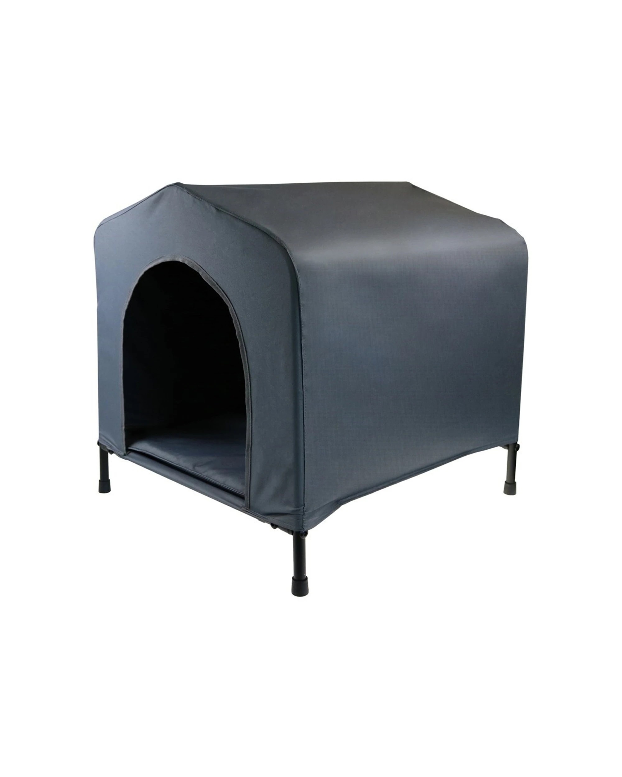 1 Paws And Claws Medium 62x63cm Canvas Elevated Pet House With Cushion Black - Black, 1 of 3