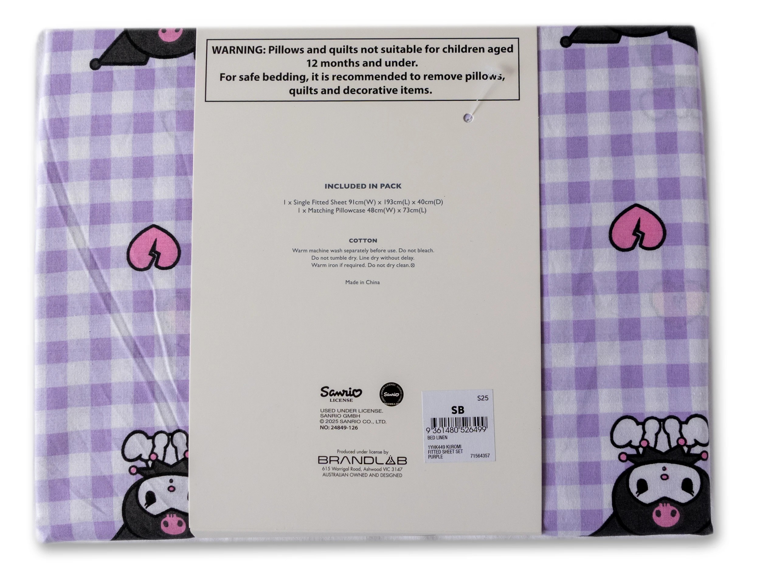 7 Hello Kitty Kuromi Kids Fitted Sheet Set - King Single Bed - Purple, 7 of 7