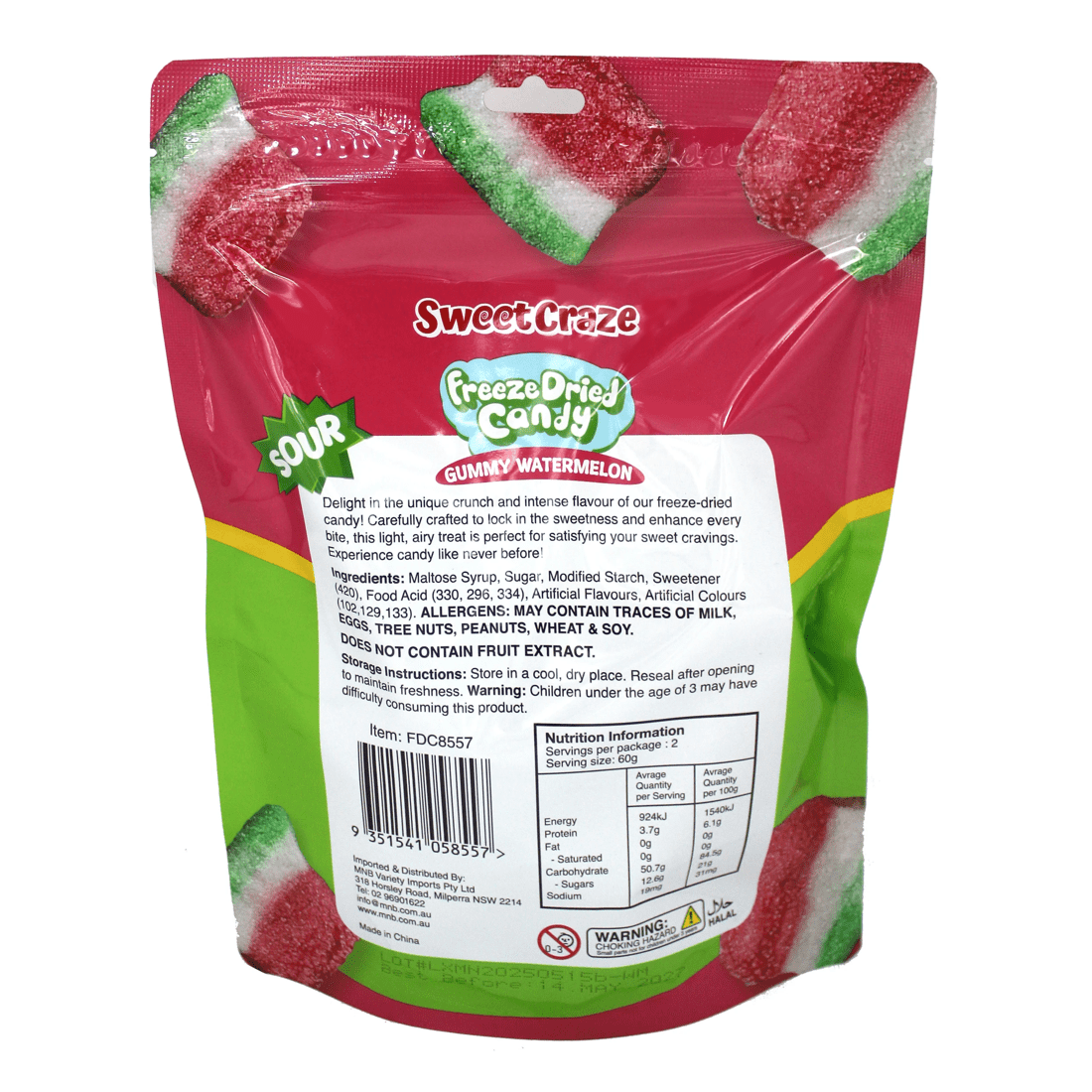2 Sweet Craze Sour Watermelon Freeze Dried Candy 120g, 2 of 2