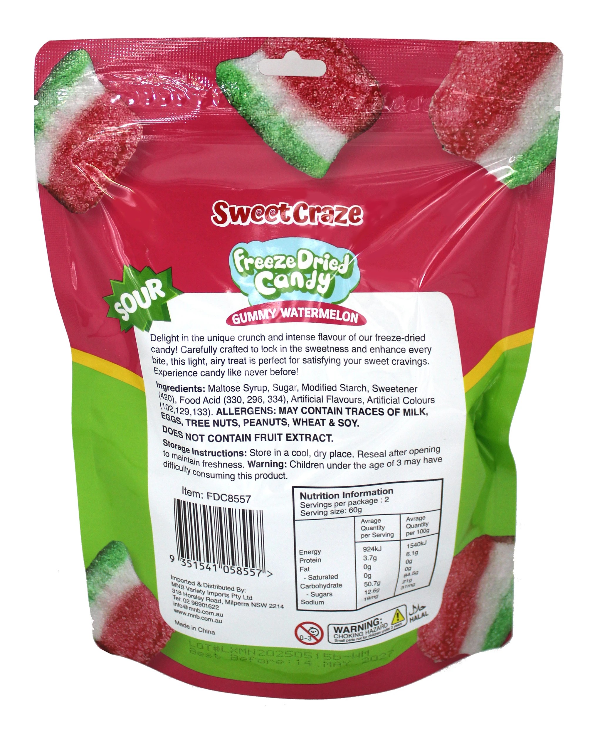2 Sweet Craze Sour Watermelon Freeze Dried Candy 120g, 2 of 2