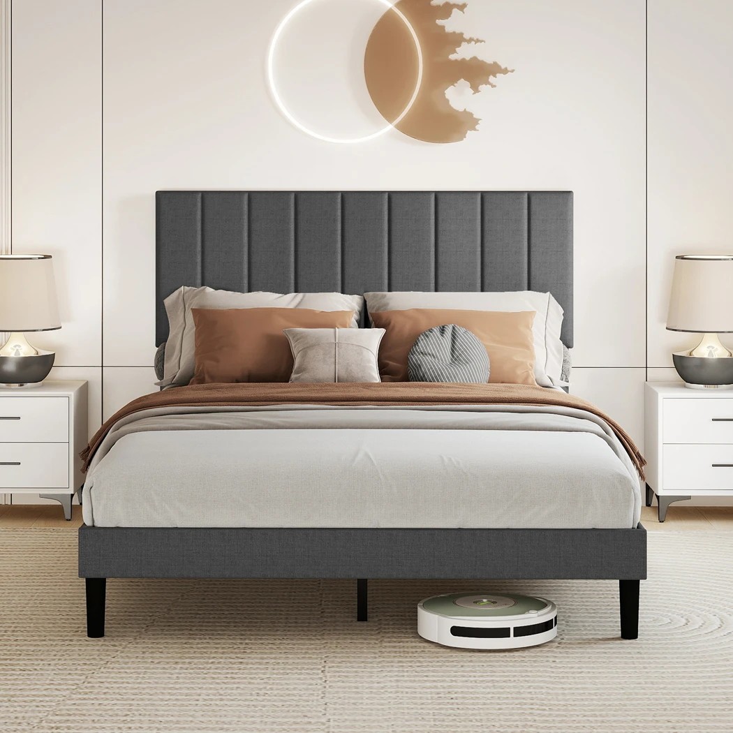 8 Levede Queen Size Bed Frame Upholstered, 8 of 8