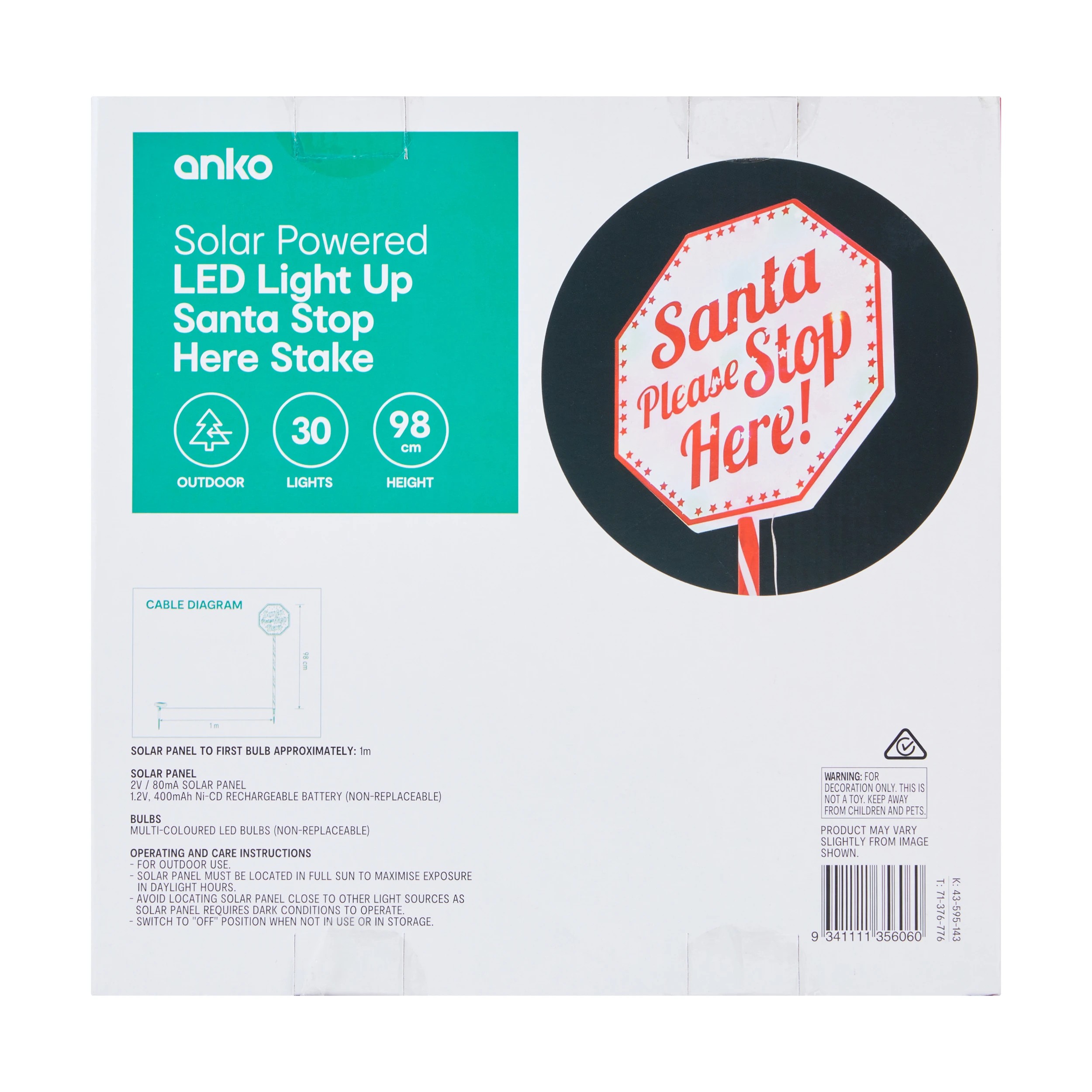 8 Solar LED Light Up Santa Stop Here Stake, 8 of 8