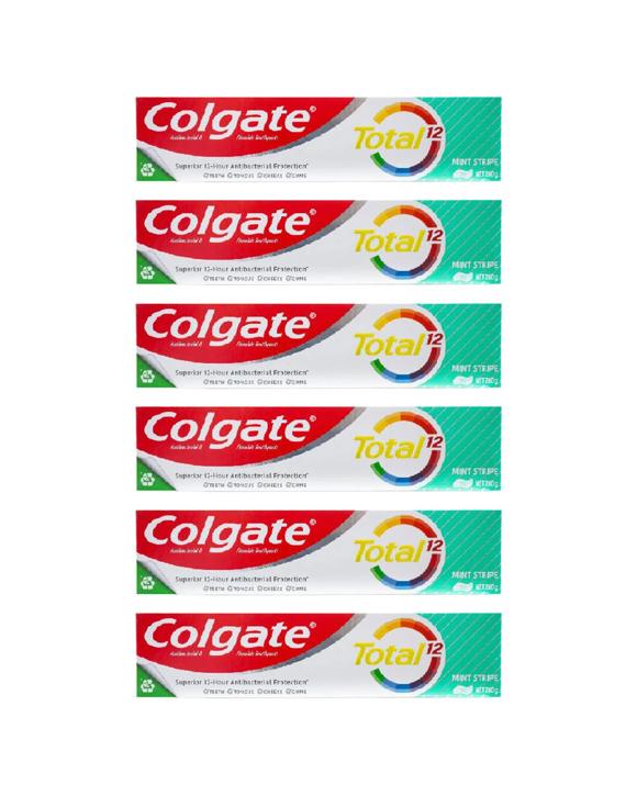 Colgate 6PK Fluoride Toothpaste Total 12 Stripe 200g - Multi