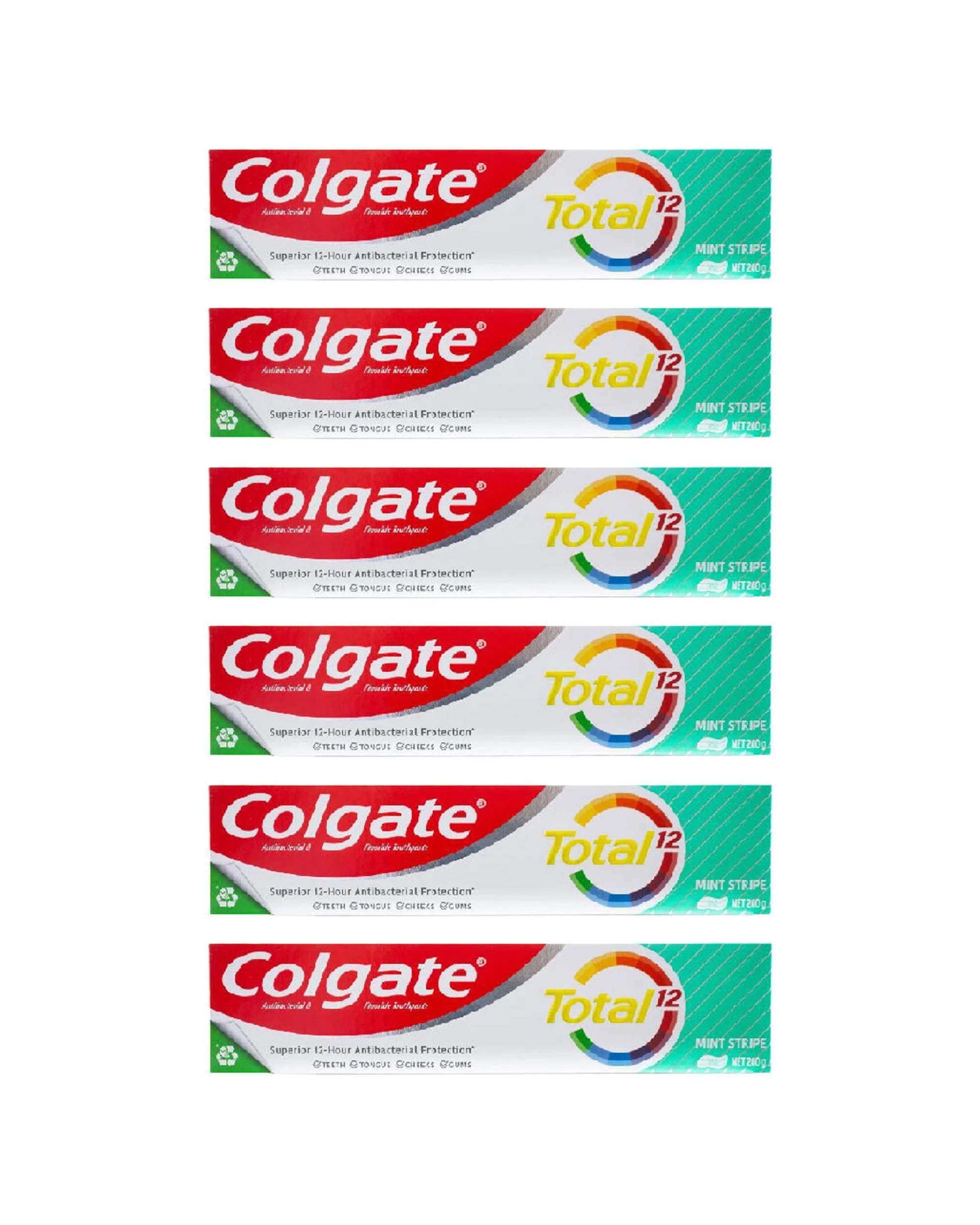 1 Colgate 6PK Fluoride Toothpaste Total 12 Stripe 200g - Multi, 1 of 4