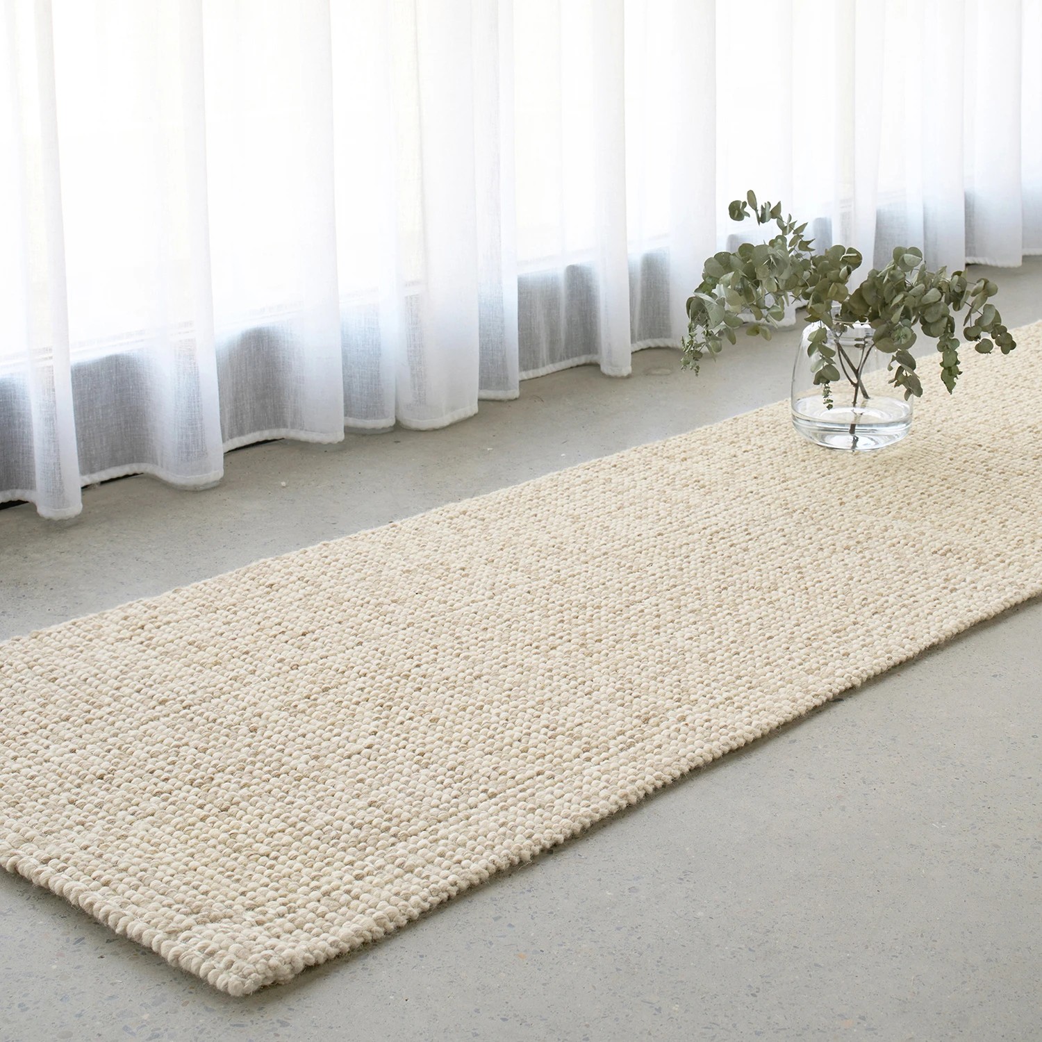 1 Common Ground Rugs Cadence Parker 300x80cm - Medium Runner Hand Loomed Wool & Jute Rug - Beige, 1 of 6