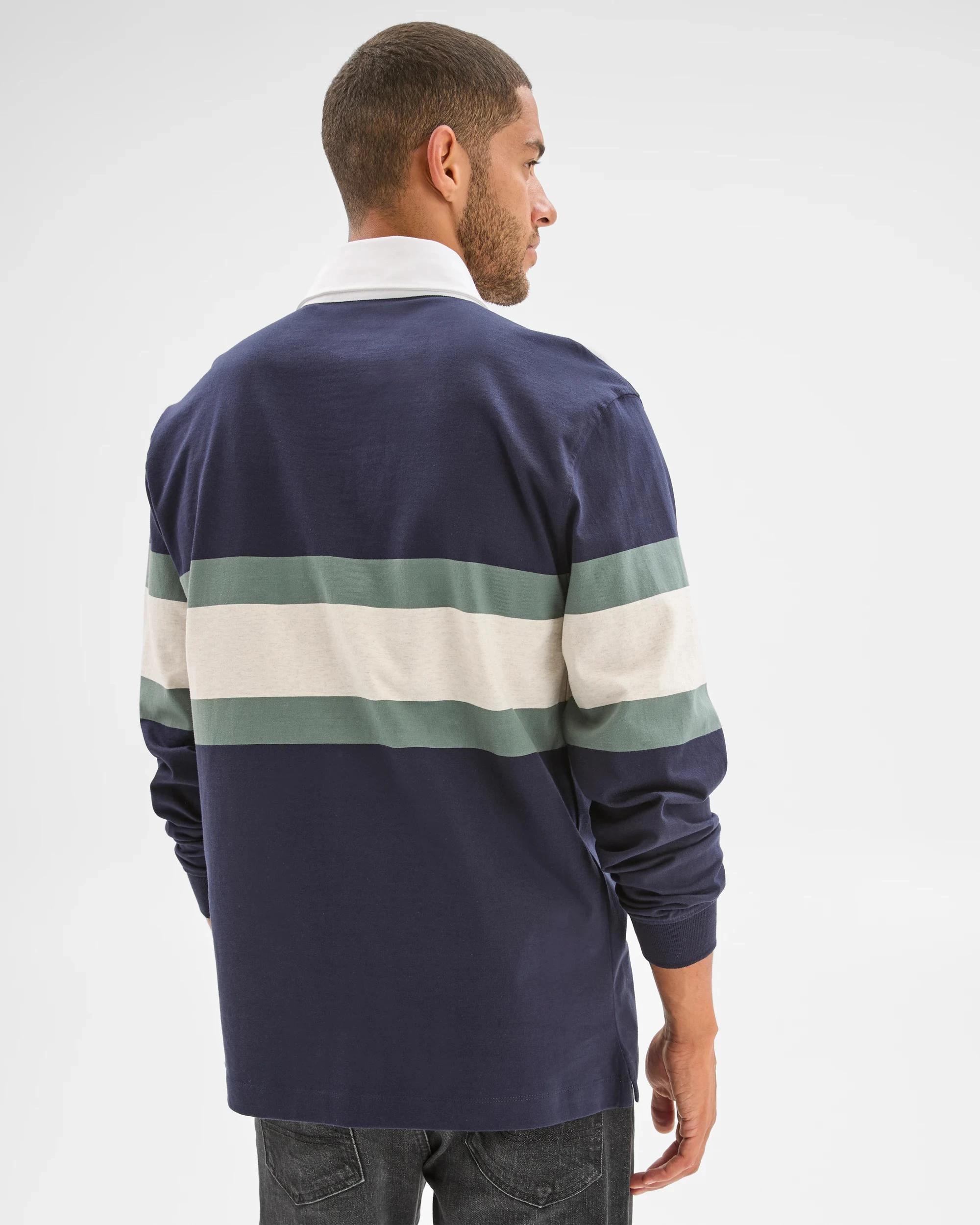 6 Target Man Australian Cotton Blend Long Sleeve Rugby Polo Top NAVY, 6 of 6