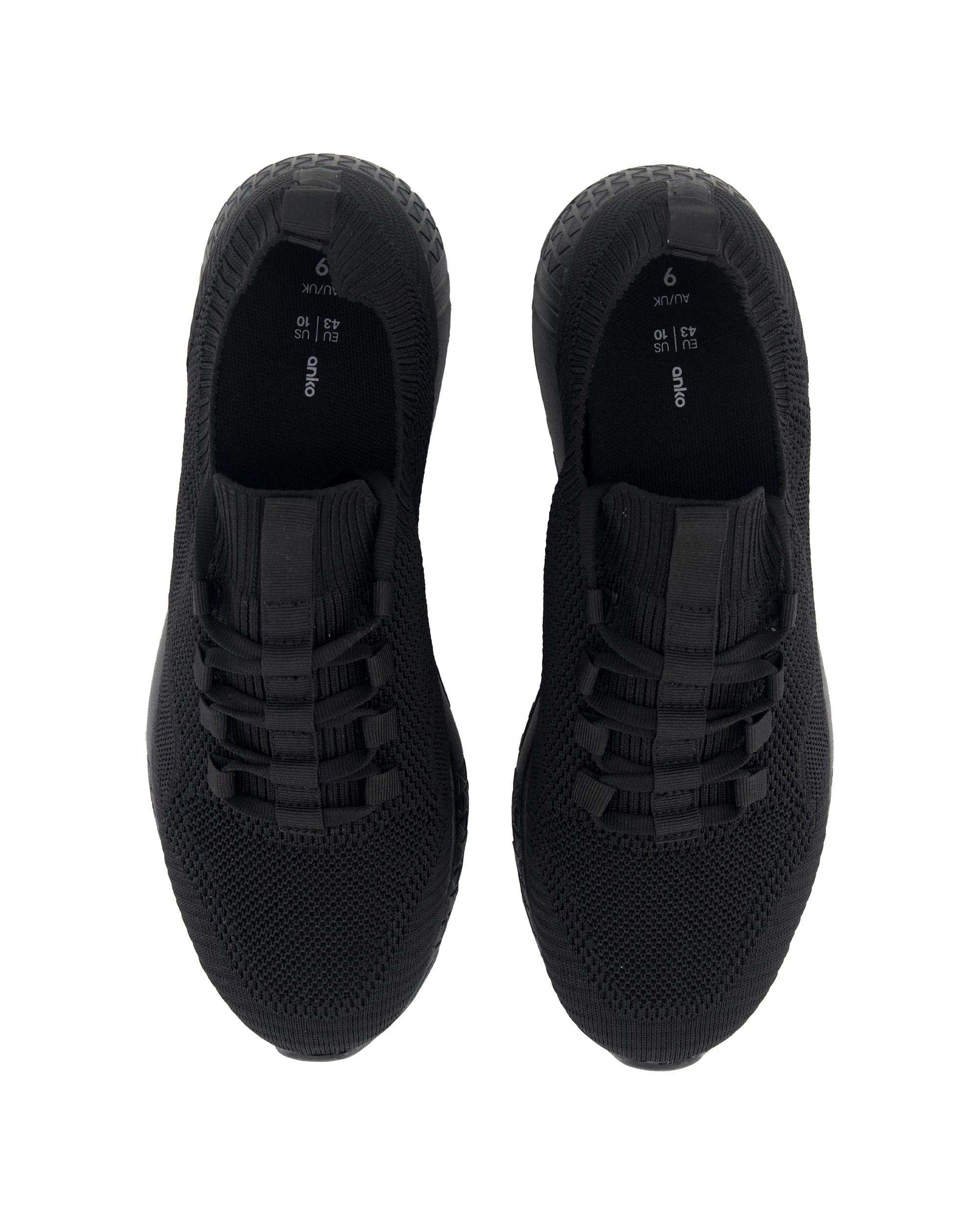 3 Knitted Lace Up Sneakers Black, 3 of 5