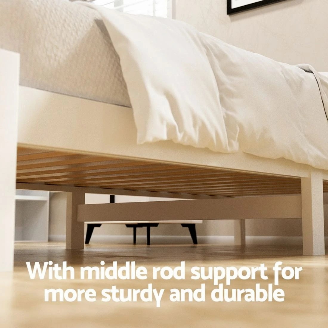 4 Artiss Bed Frame Single Size Wooden Platform with 2 Storage Drawers  SOFIE - White, 4 of 8