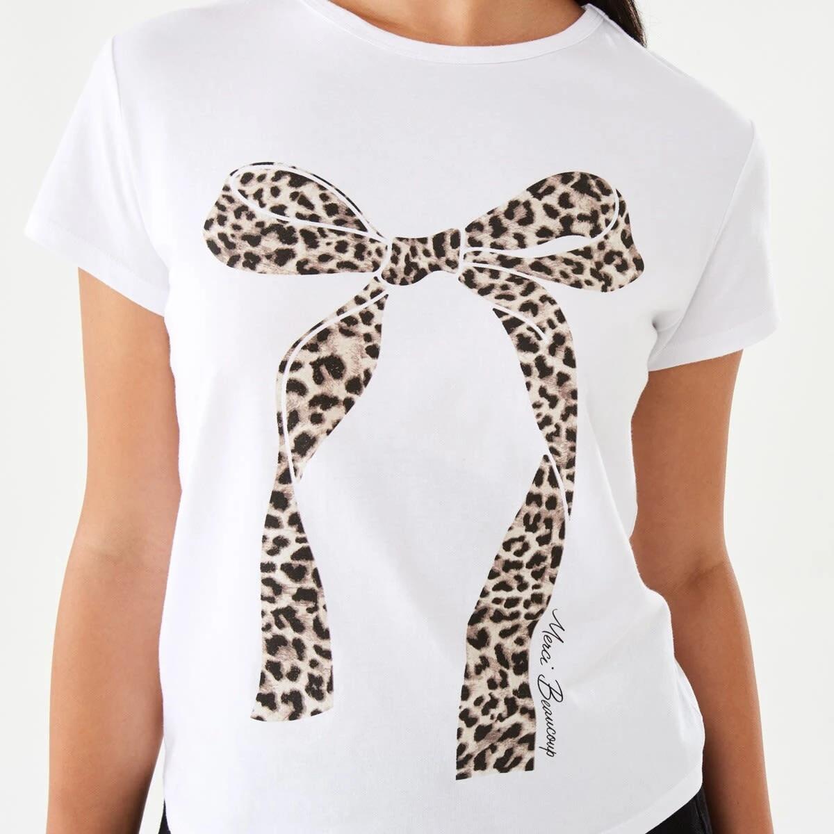8 Short Sleeve Neat Print T-shirt Leo Bow, 8 of 8