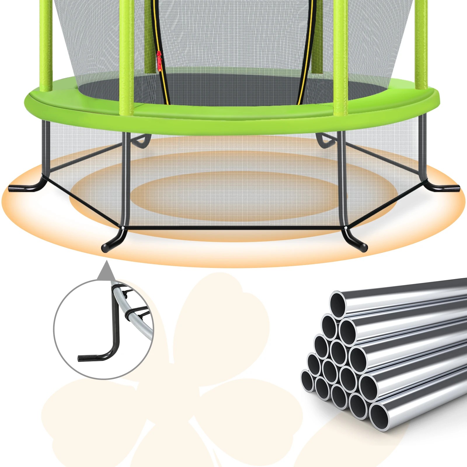 6 Costway Kids Trampoline Bouncer Jumping Trampolines w/Enclosure Net Gift Green, 6 of 6