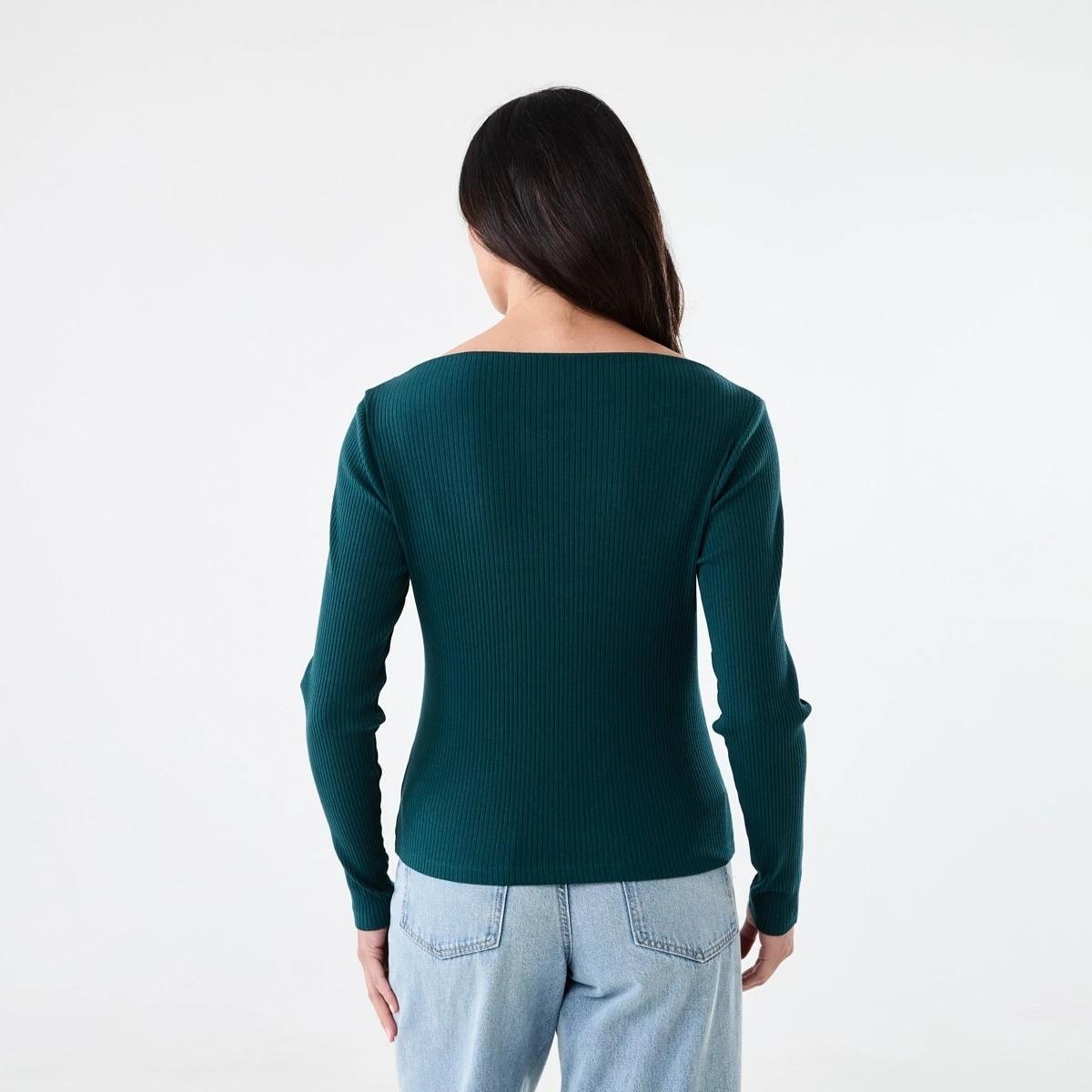 3 Long Sleeve Rib Boat Neck Top Kason Gren, 3 of 5